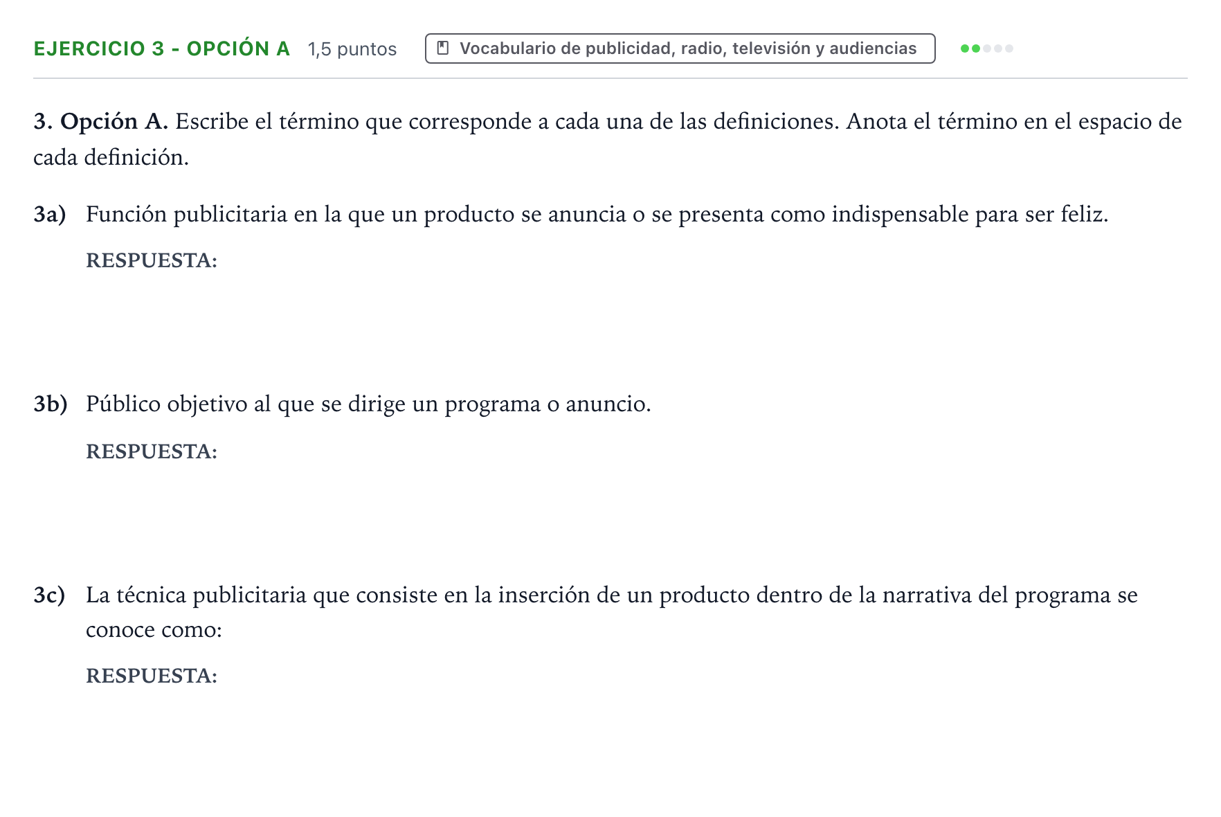 Enunciado: Ejercicio 3 - Opción A · Cultura Audiovisual II PAU Extremadura Ordinaria 2022
