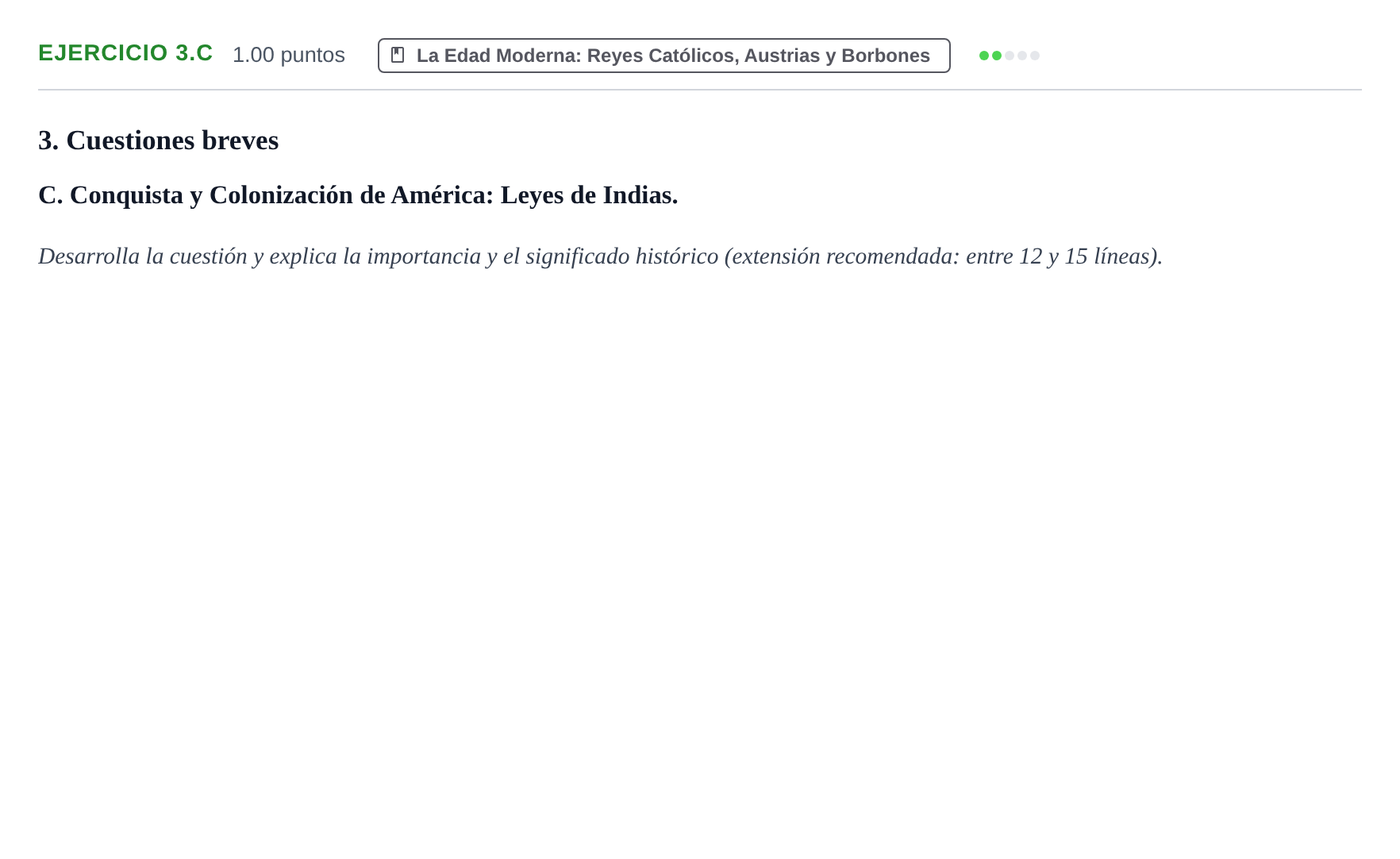 Enunciado: Ejercicio 3.C · Historia de España PAU Extremadura Ordinaria 2022