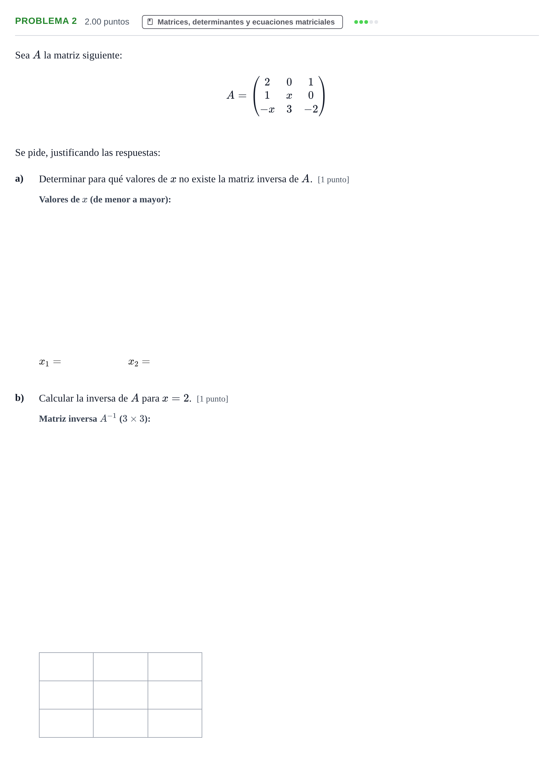 Enunciado: Problema 2 · Matemáticas aplicadas a las Ciencias Sociales II PAU Extremadura Ordinaria 2022