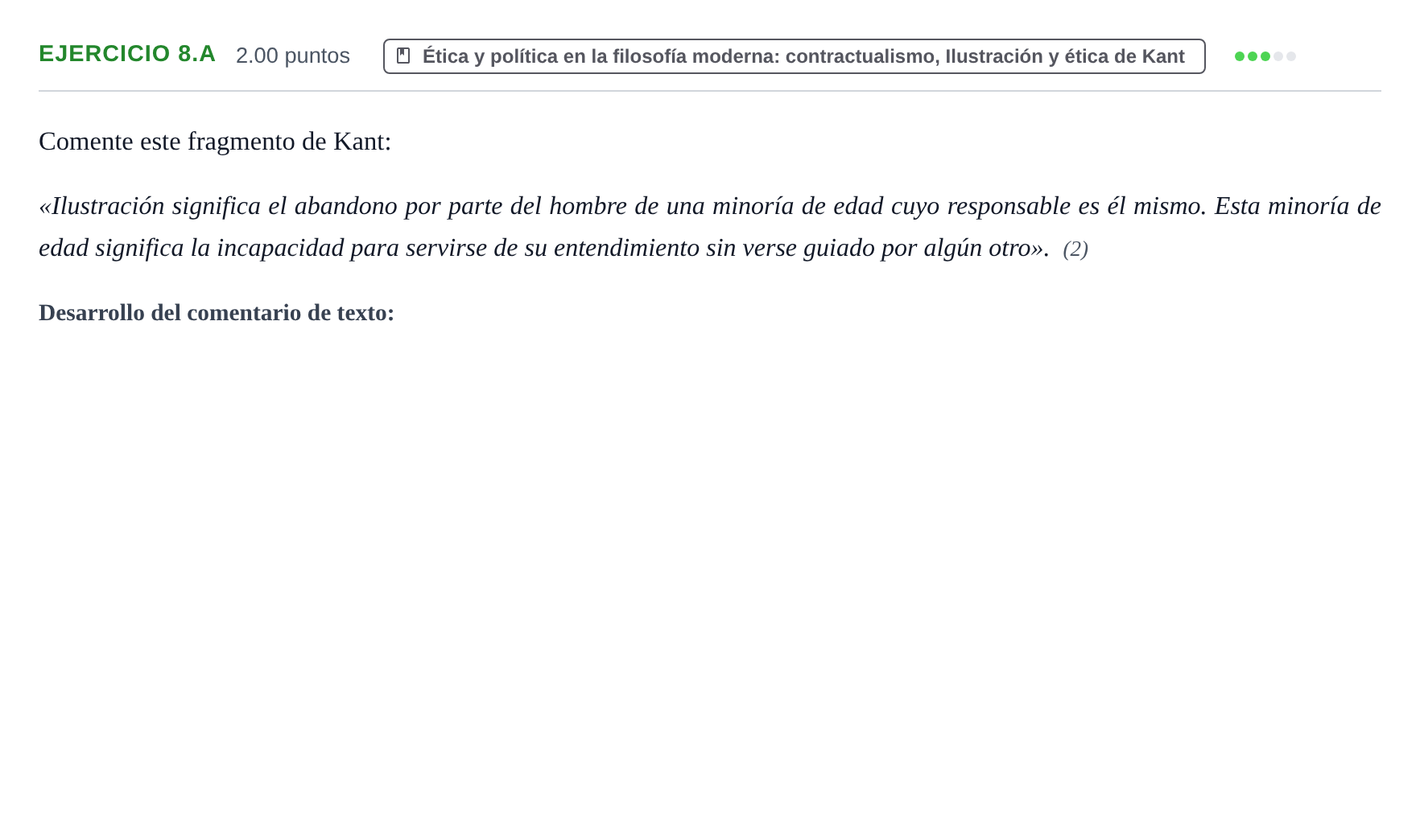 Enunciado: Ejercicio 8.a · Historia de la Filosofía PAU Extremadura Ordinaria 2022