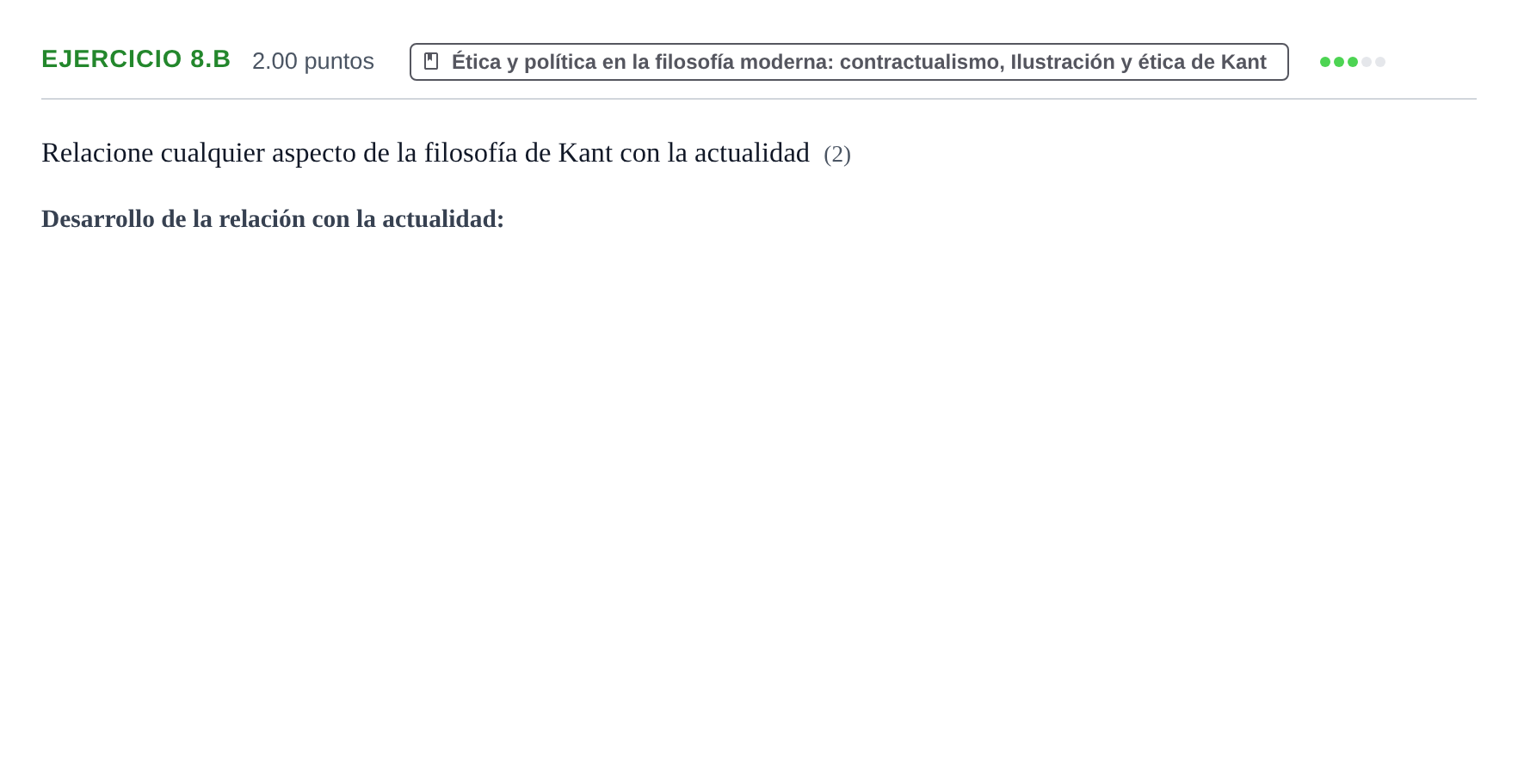 Enunciado: Ejercicio 8.b · Historia de la Filosofía PAU Extremadura Ordinaria 2022