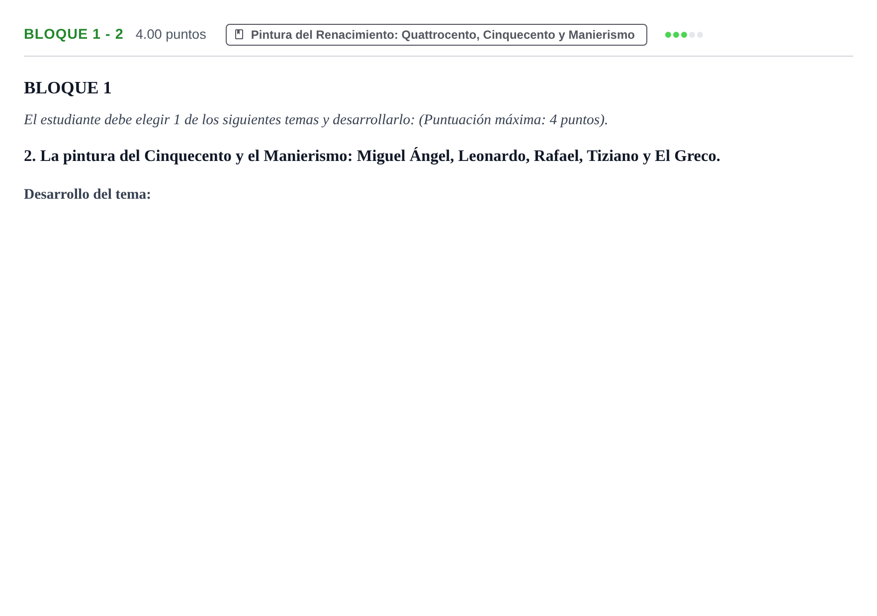 Enunciado: Bloque 1 - 2 · Historia del Arte PAU Extremadura Ordinaria 2022