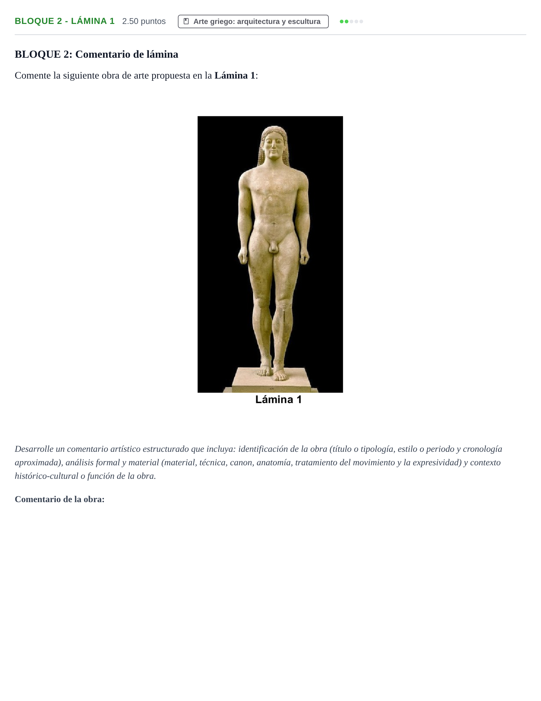 Enunciado: Bloque 2 - Lámina 1 · Historia del Arte PAU Extremadura Ordinaria 2022