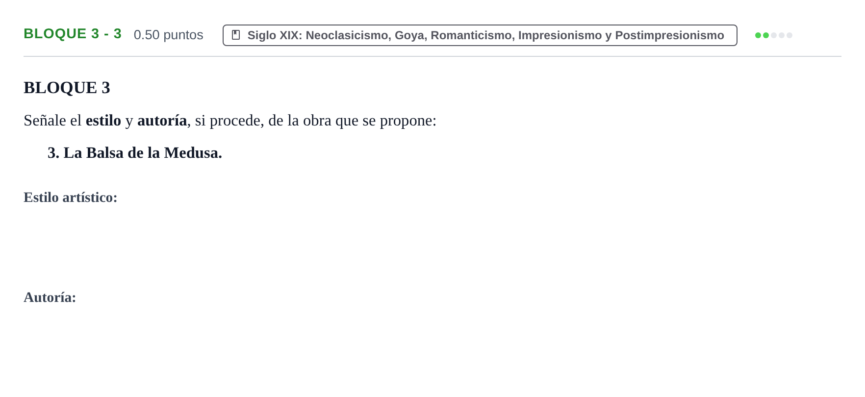 Enunciado: Bloque 3 - 3 · Historia del Arte PAU Extremadura Ordinaria 2022