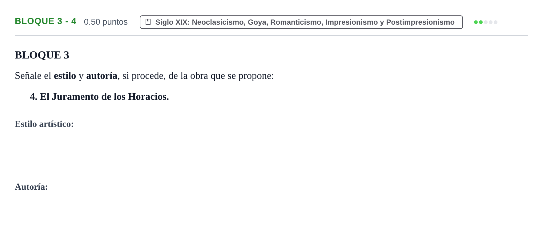 Enunciado: Bloque 3 - 4 · Historia del Arte PAU Extremadura Ordinaria 2022