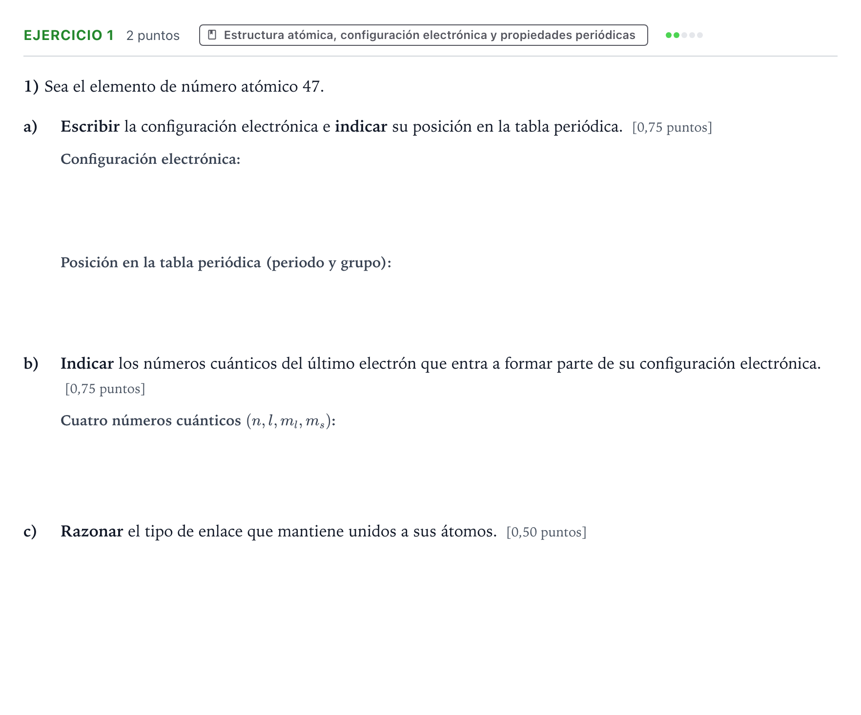 Enunciado: Problema 1 · Química PAU Extremadura Ordinaria 2022
