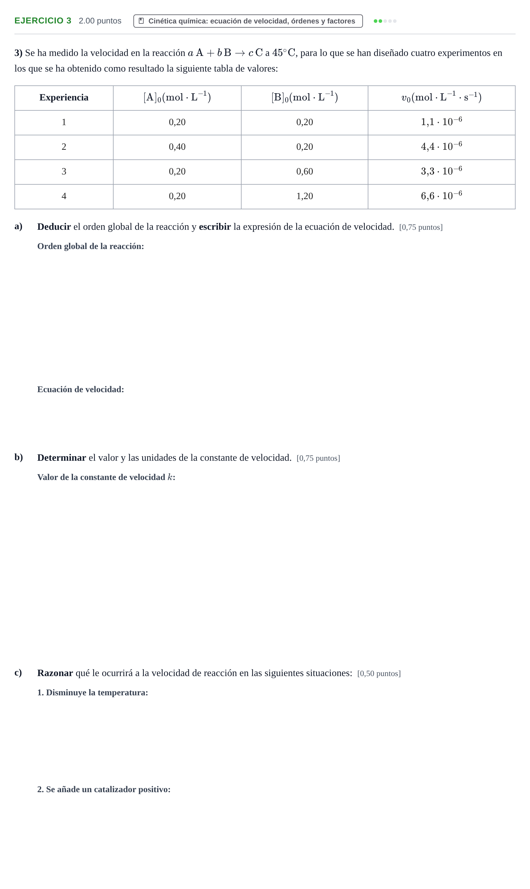 Enunciado: Problema 3 · Química PAU Extremadura Ordinaria 2022