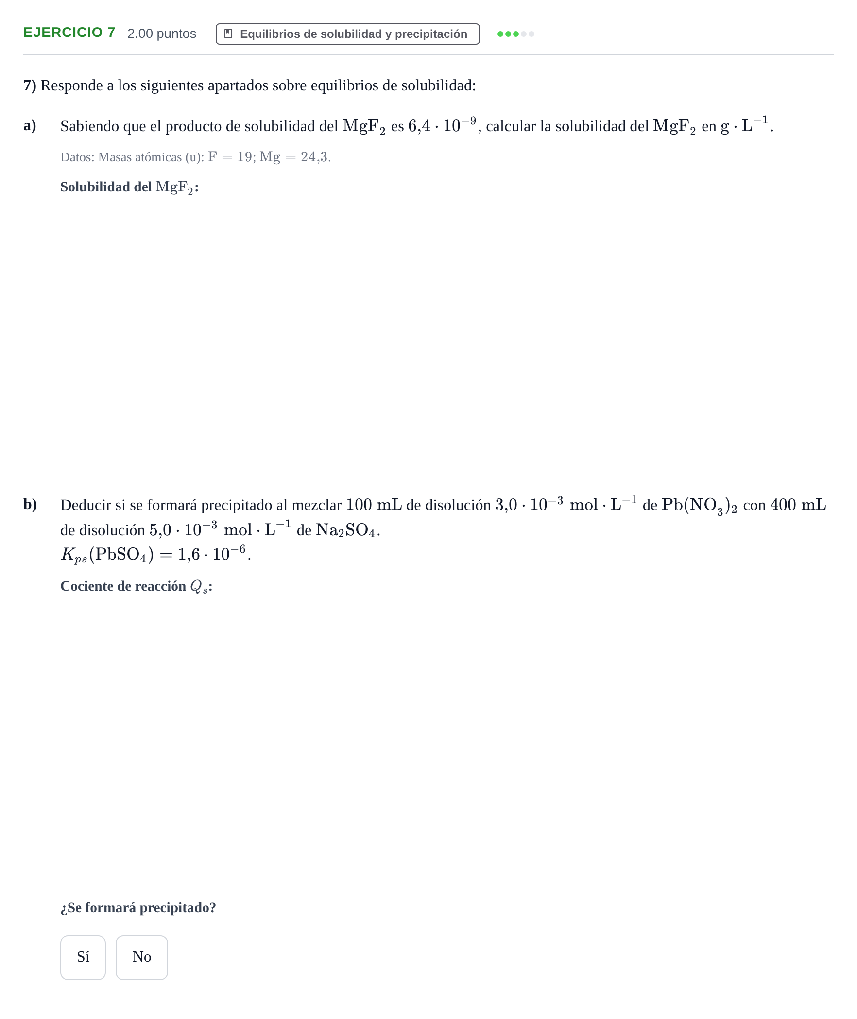 Enunciado: Problema 7 · Química PAU Extremadura Ordinaria 2022
