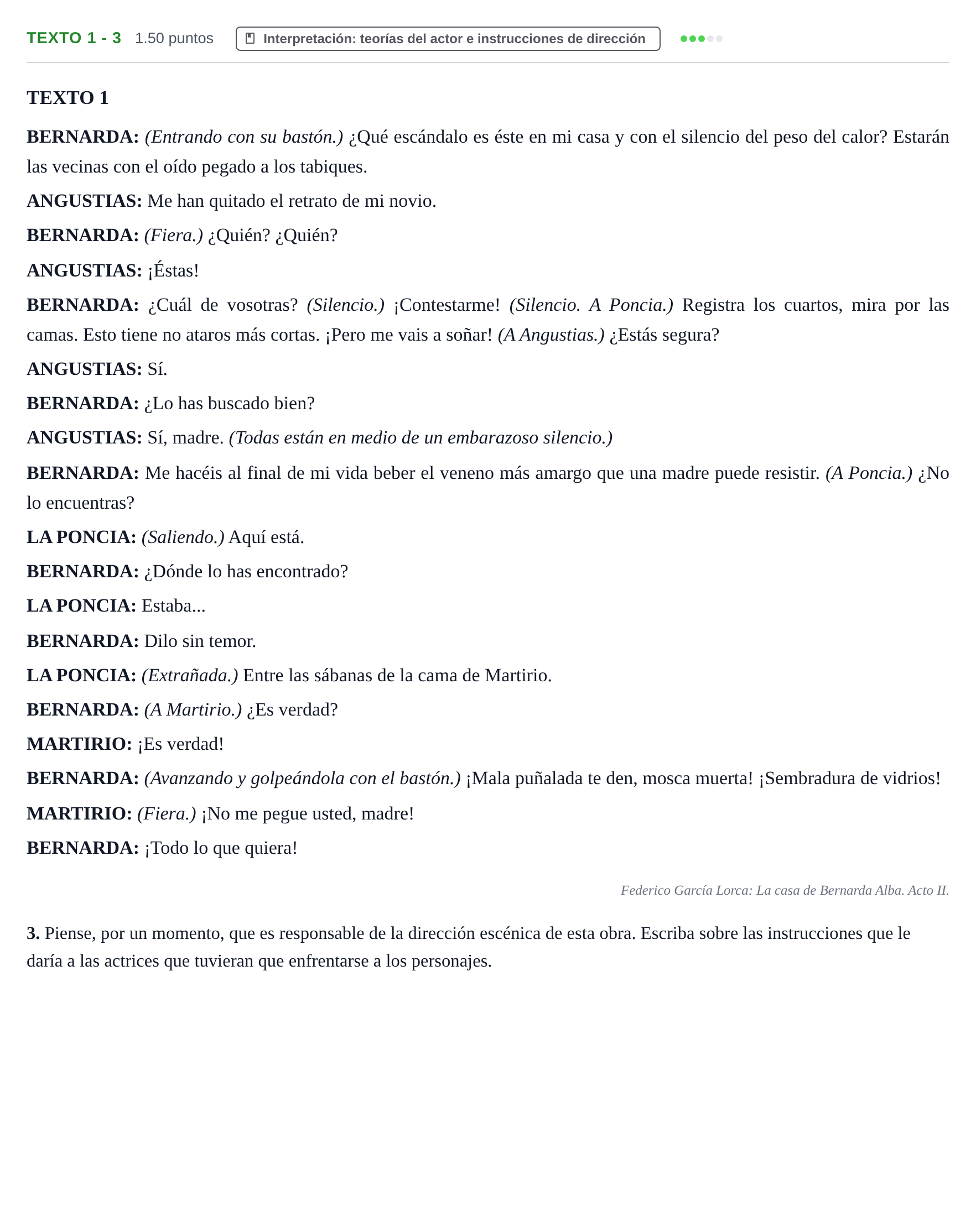 Enunciado: Ejercicio Texto 1 - 3 · Artes Escénicas PAU Extremadura Extraordinaria 2022