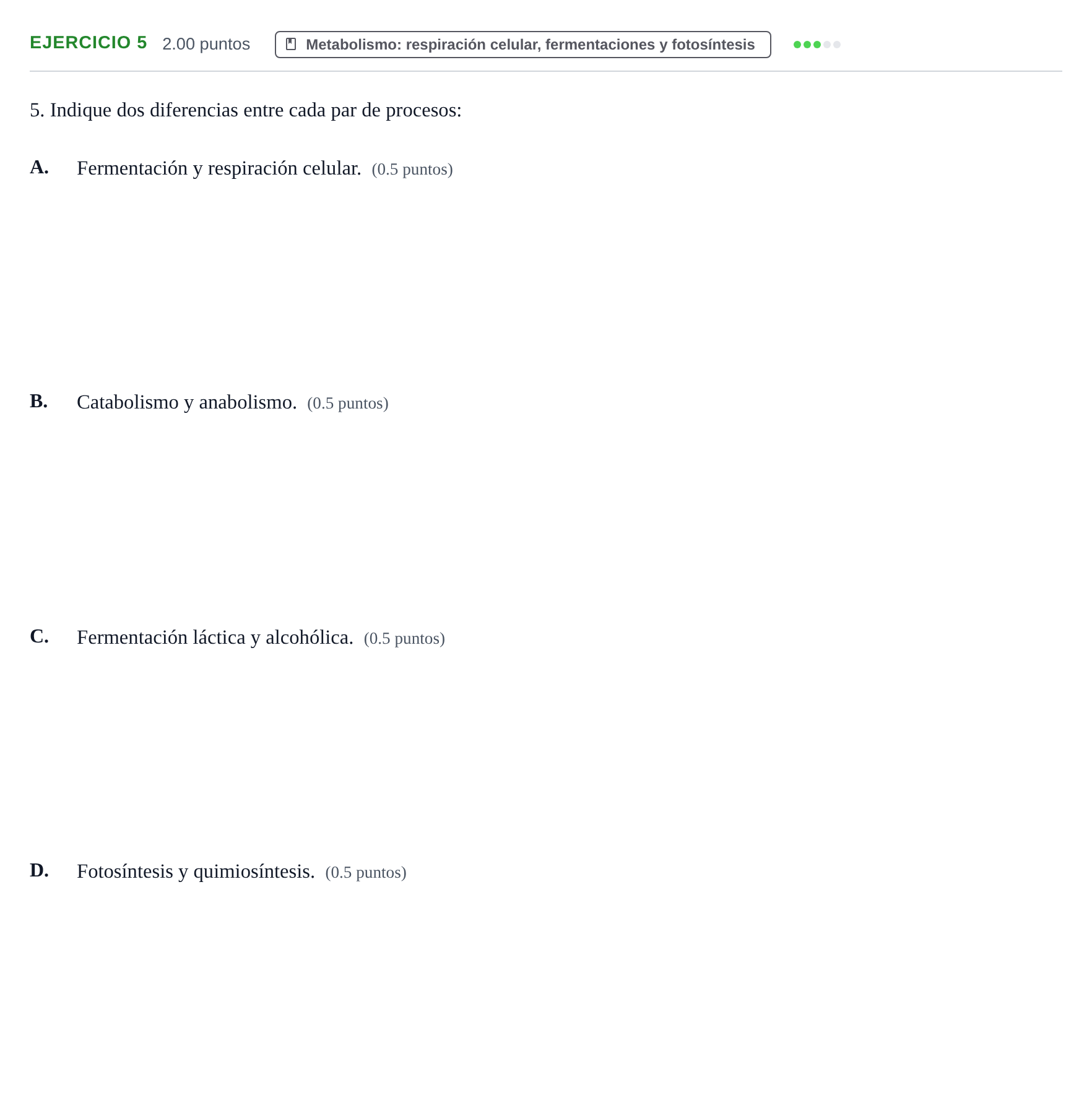 Enunciado: Problema 5 · Biología PAU Extremadura Extraordinaria 2022