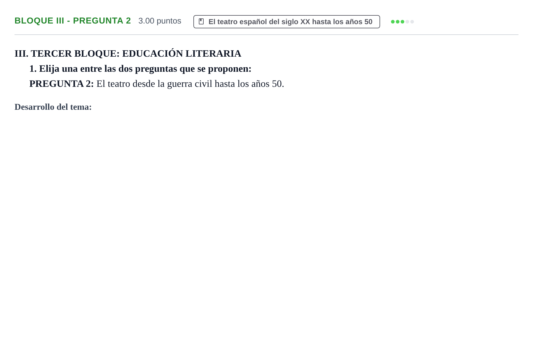 Enunciado: Bloque III - Pregunta 2 · Lengua Castellana y Literatura II PAU Extremadura Extraordinaria 2022