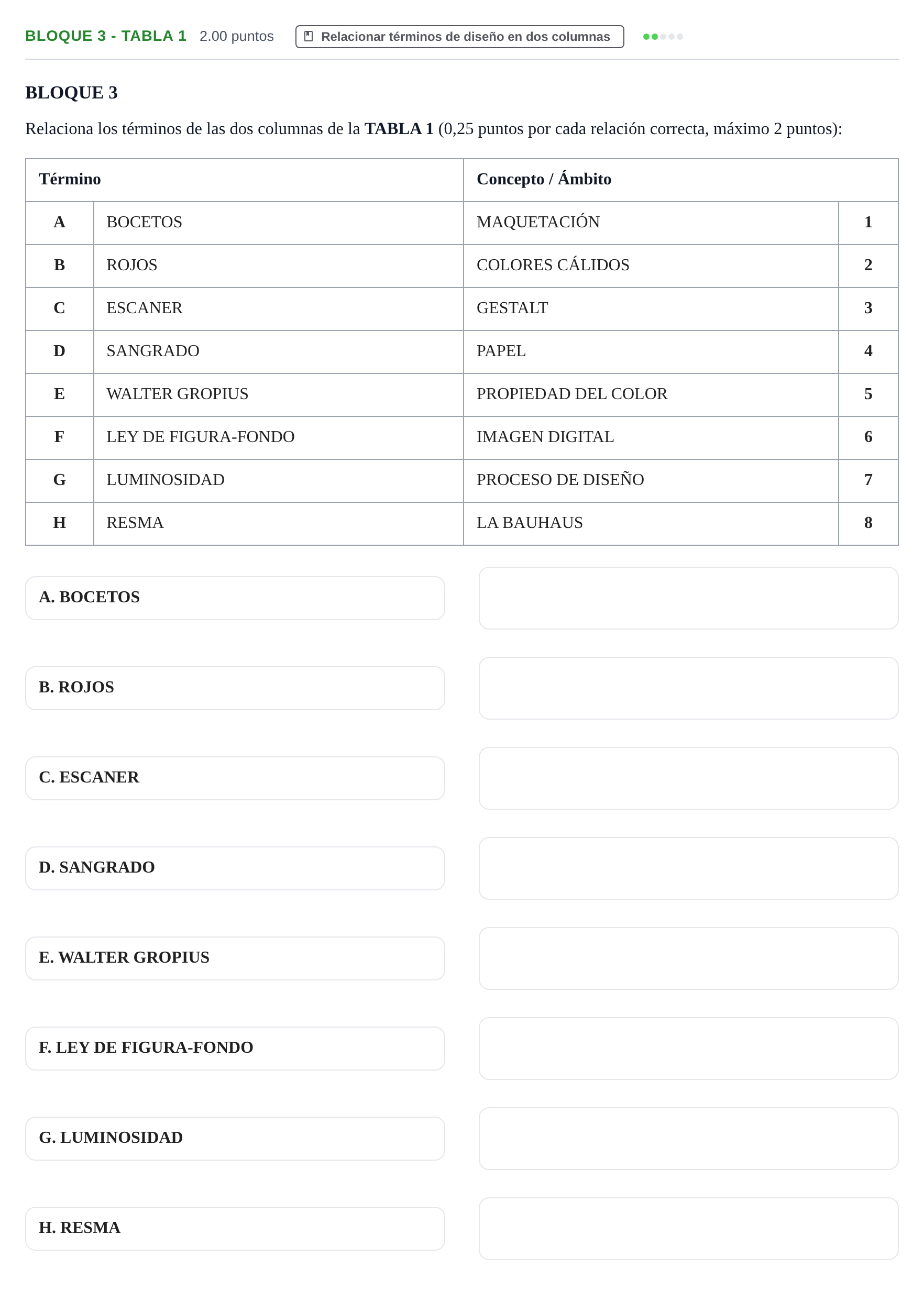 Enunciado: Bloque 3 - Tabla 1 · Diseño PAU Extremadura Extraordinaria 2022