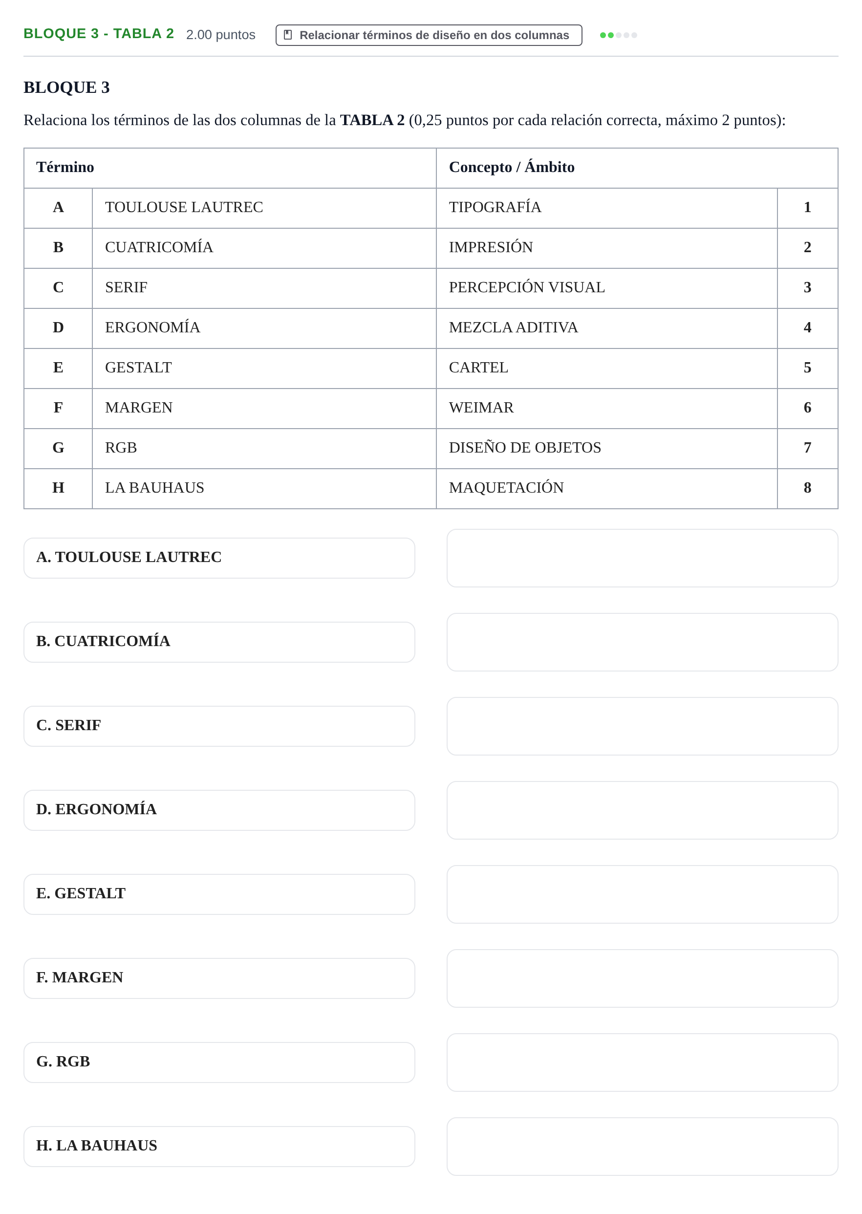 Enunciado: Bloque 3 - Tabla 2 · Diseño PAU Extremadura Extraordinaria 2022