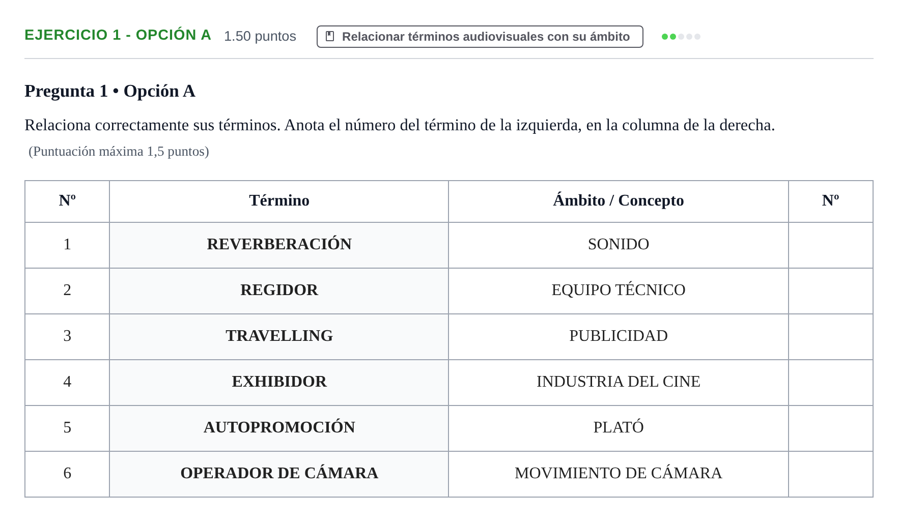 Enunciado: Ejercicio 1 - Opción A · Cultura Audiovisual II PAU Extremadura Extraordinaria 2022