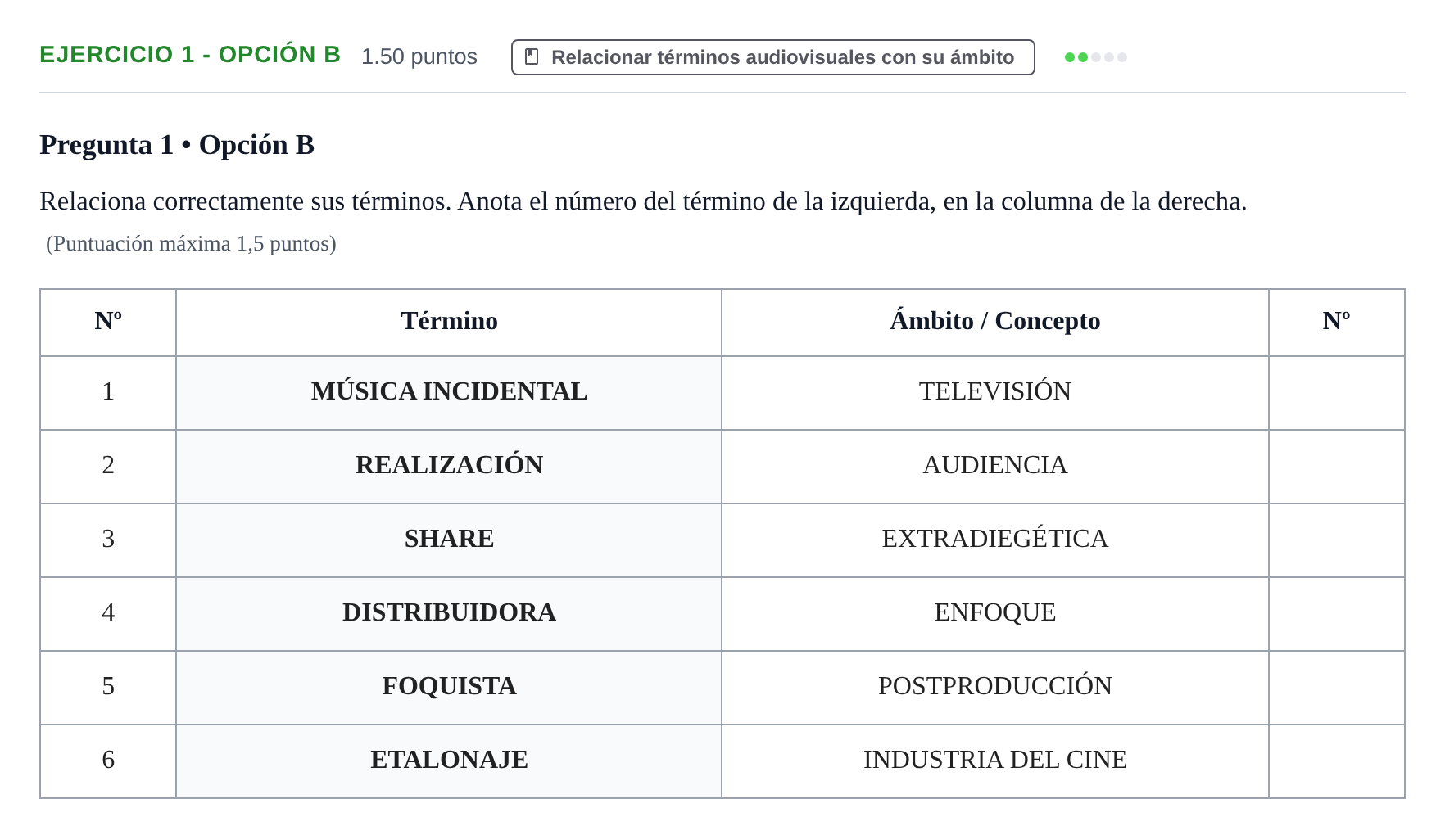 Enunciado: Ejercicio 1 - Opción B · Cultura Audiovisual II PAU Extremadura Extraordinaria 2022
