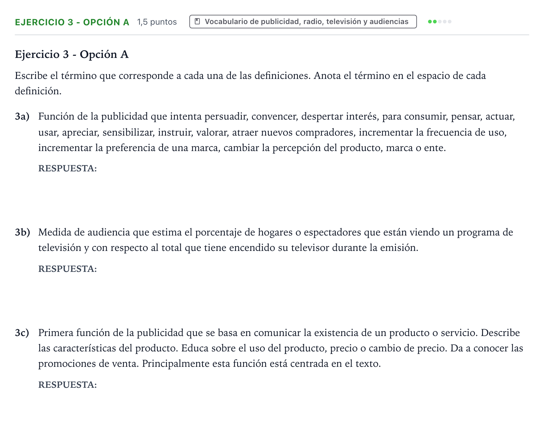 Enunciado: Ejercicio 3 - Opción A · Cultura Audiovisual II PAU Extremadura Extraordinaria 2022