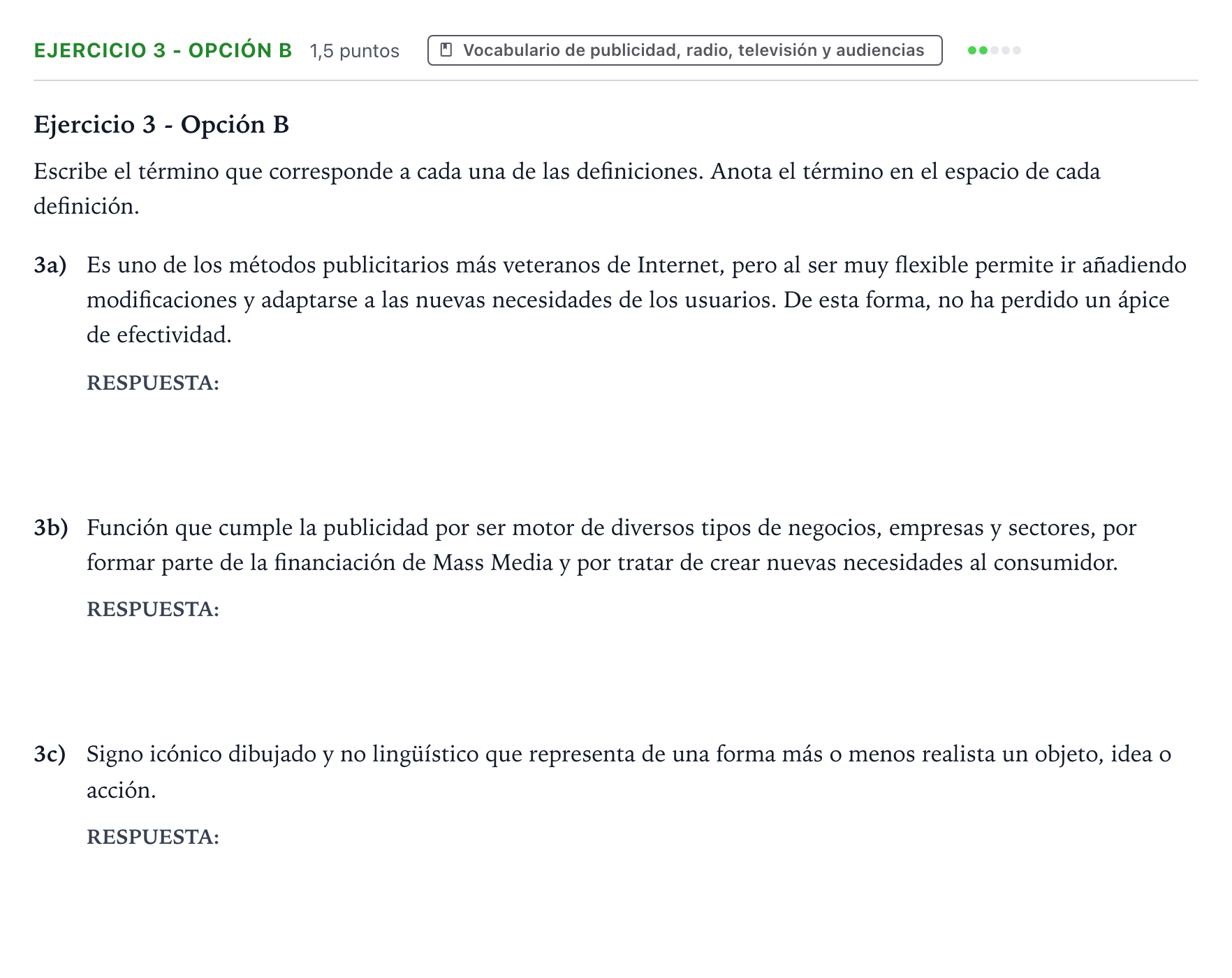 Enunciado: Ejercicio 3 - Opción B · Cultura Audiovisual II PAU Extremadura Extraordinaria 2022