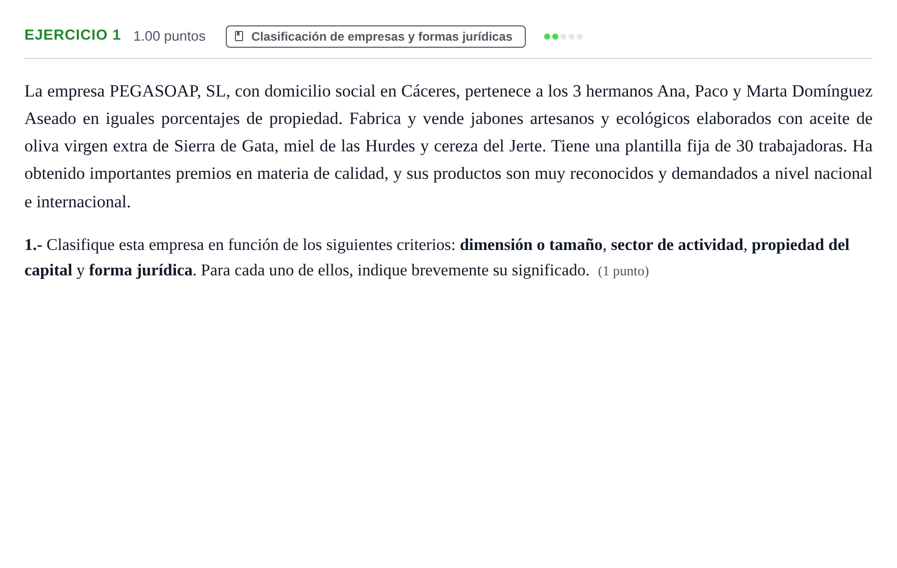 Enunciado: Problema 1 · Empresa y Diseño de Modelos de Negocio PAU Extremadura Extraordinaria 2022