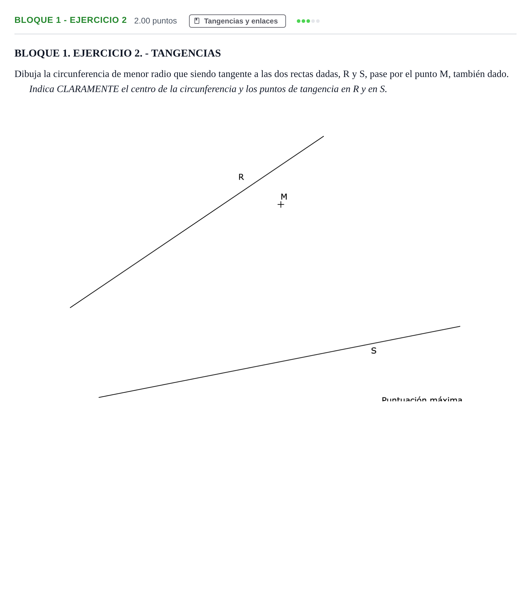 Enunciado: Bloque 1 - Ejercicio 2 · Dibujo técnico II PAU Extremadura Extraordinaria 2022