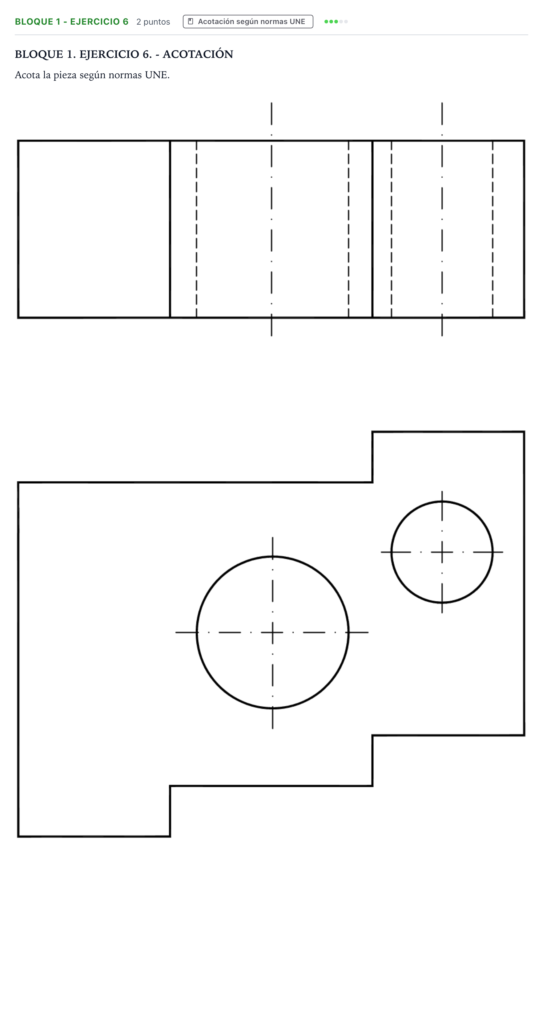 Enunciado: Bloque 1 - Ejercicio 6 · Dibujo técnico II PAU Extremadura Extraordinaria 2022