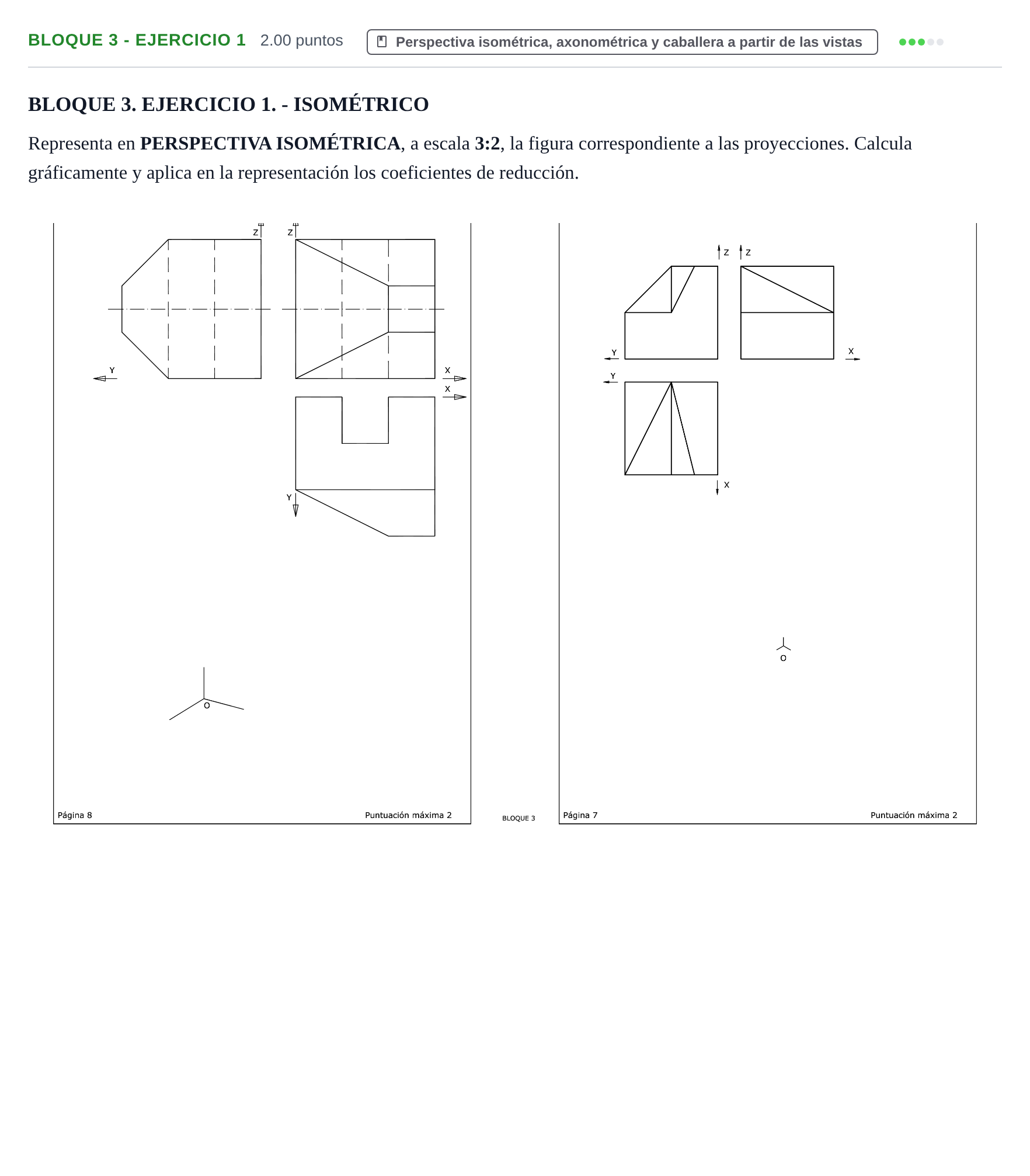 Enunciado: Bloque 3 - Ejercicio 1 · Dibujo técnico II PAU Extremadura Extraordinaria 2022