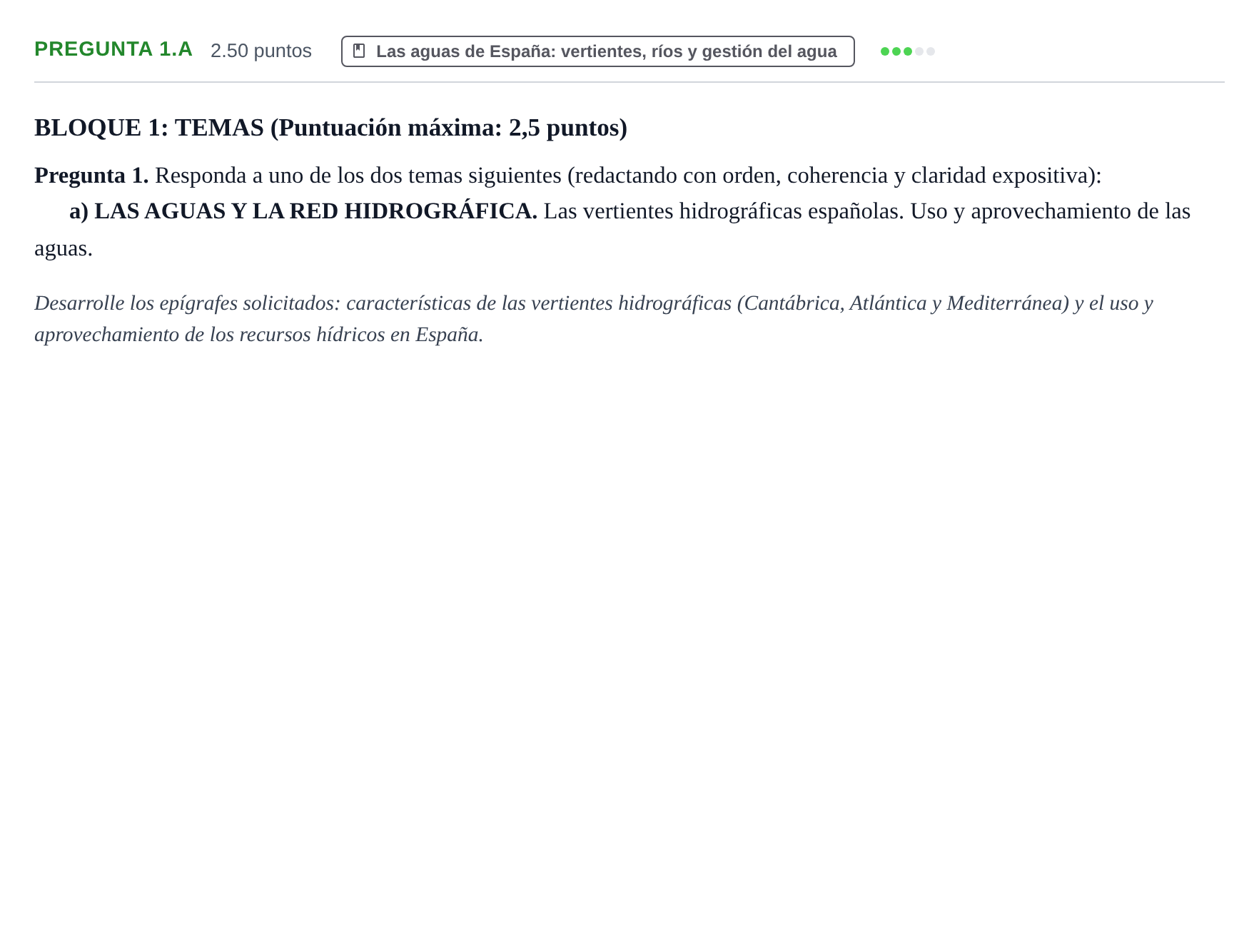 Enunciado: Pregunta 1.a · Geografía PAU Extremadura Extraordinaria 2022