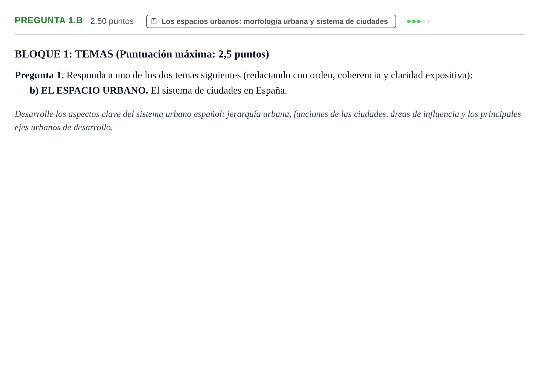 Enunciado: Pregunta 1.b · Geografía PAU Extremadura Extraordinaria 2022