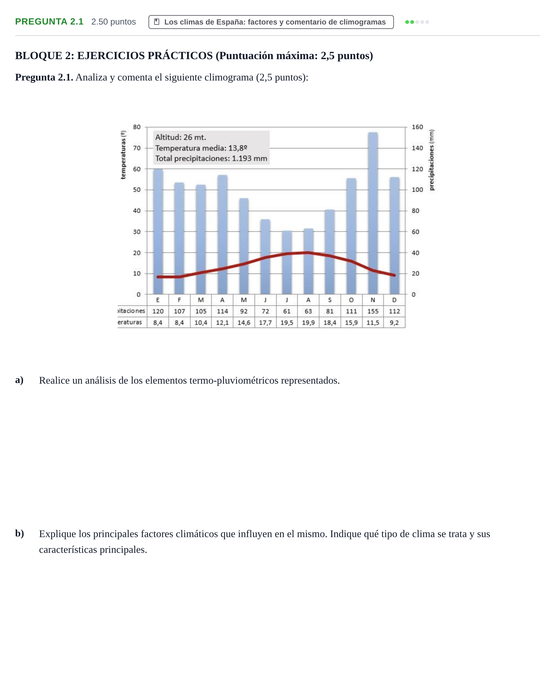 Enunciado: Pregunta 2.1 · Geografía PAU Extremadura Extraordinaria 2022