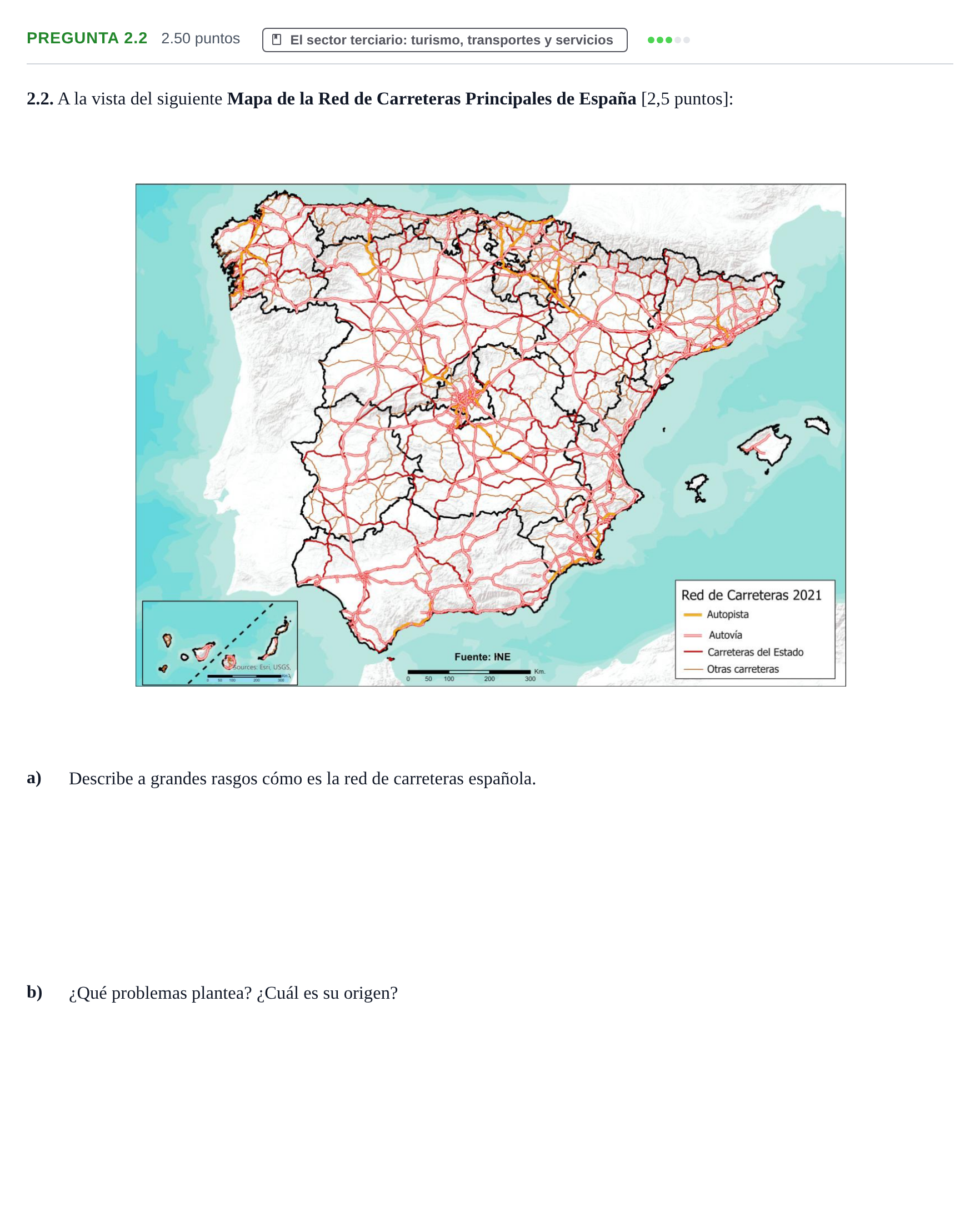 Enunciado: Pregunta 2.2 · Geografía PAU Extremadura Extraordinaria 2022