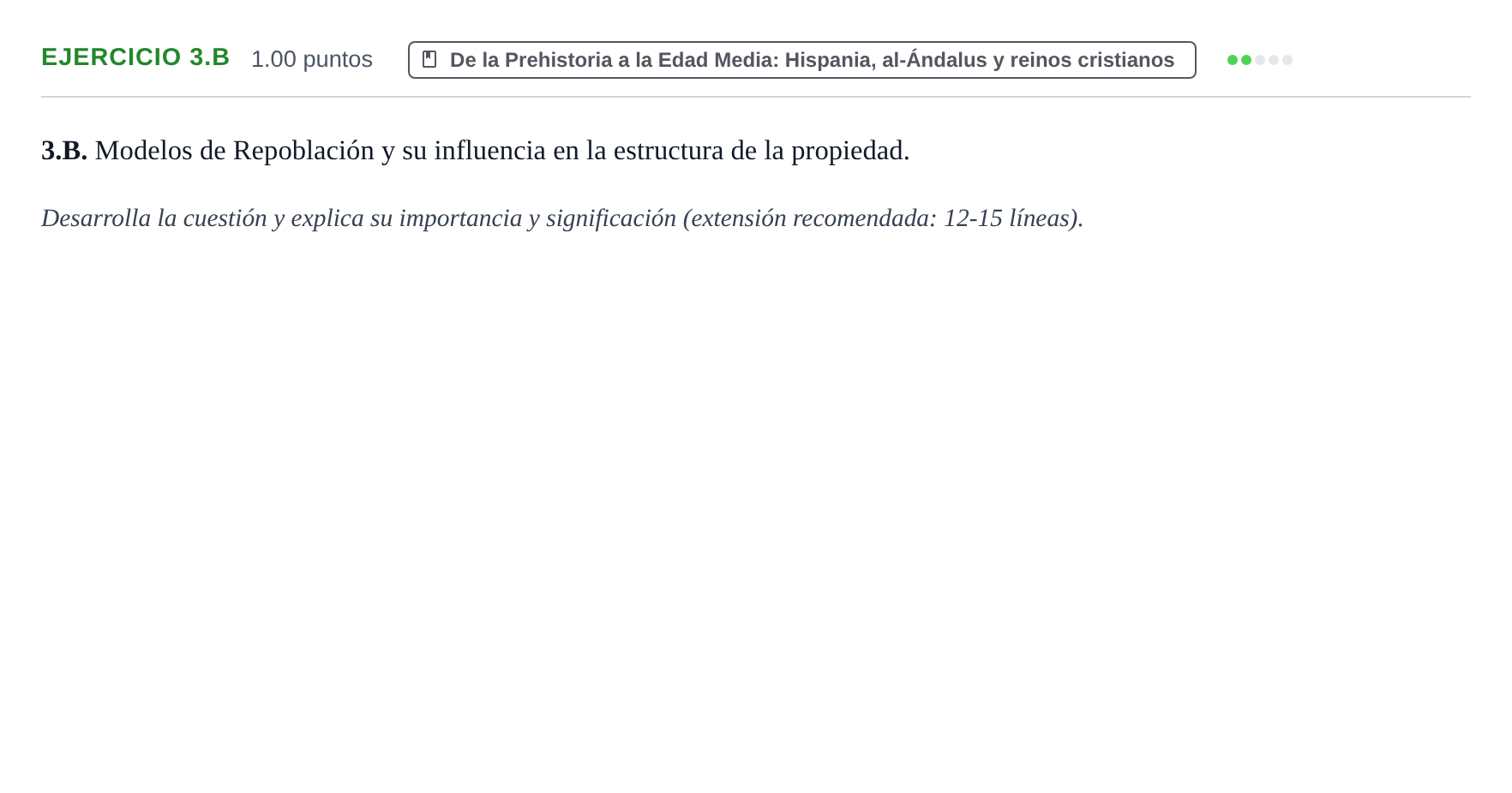 Enunciado: Ejercicio 3.B · Historia de España PAU Extremadura Extraordinaria 2022