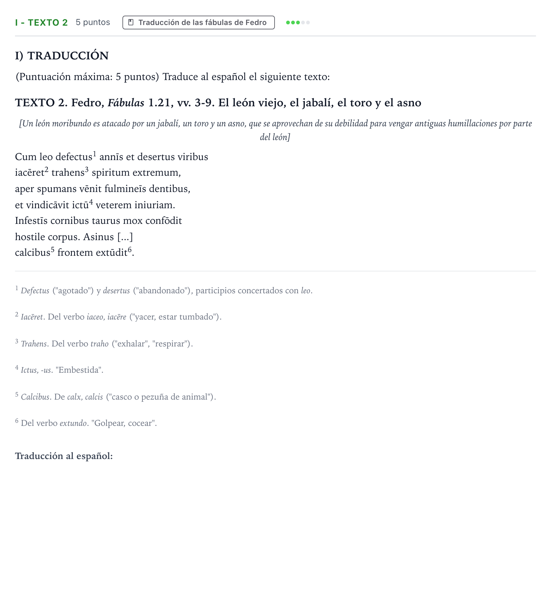 Enunciado: Ejercicio I - Texto 2 · Latín II PAU Extremadura Extraordinaria 2022