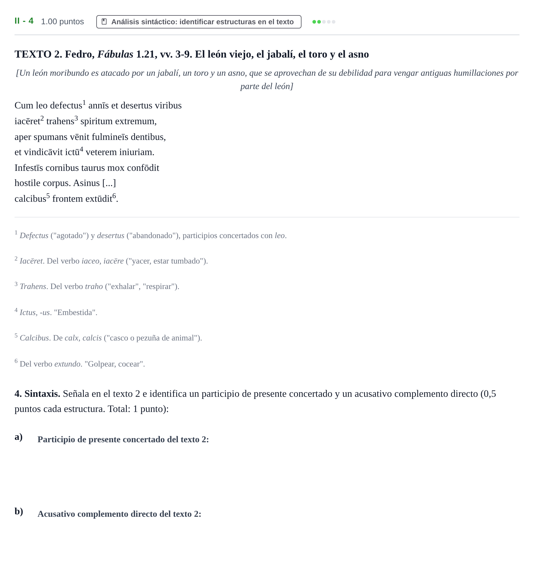 Enunciado: Ejercicio II - 4 · Latín II PAU Extremadura Extraordinaria 2022