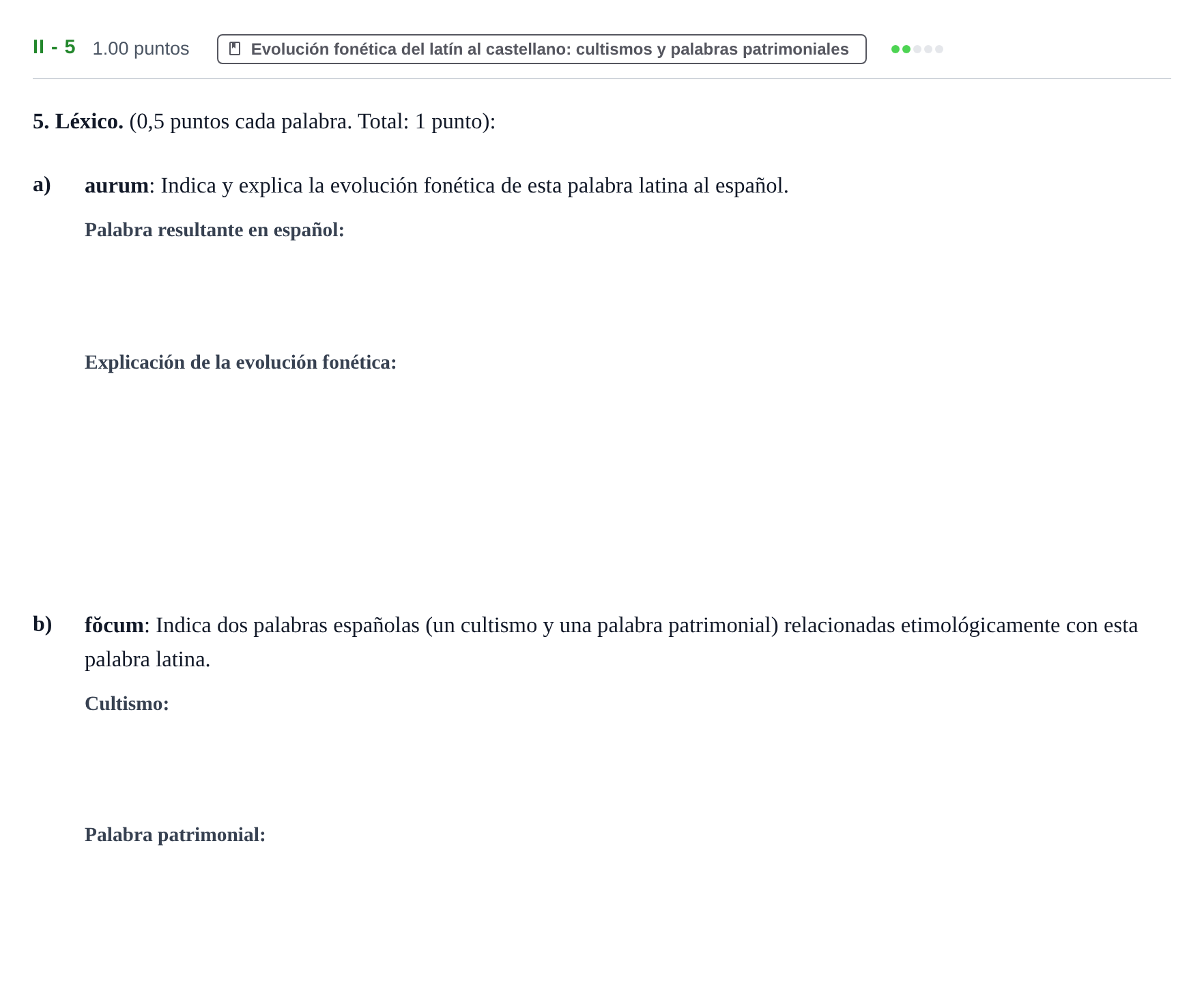 Enunciado: Ejercicio II - 5 · Latín II PAU Extremadura Extraordinaria 2022