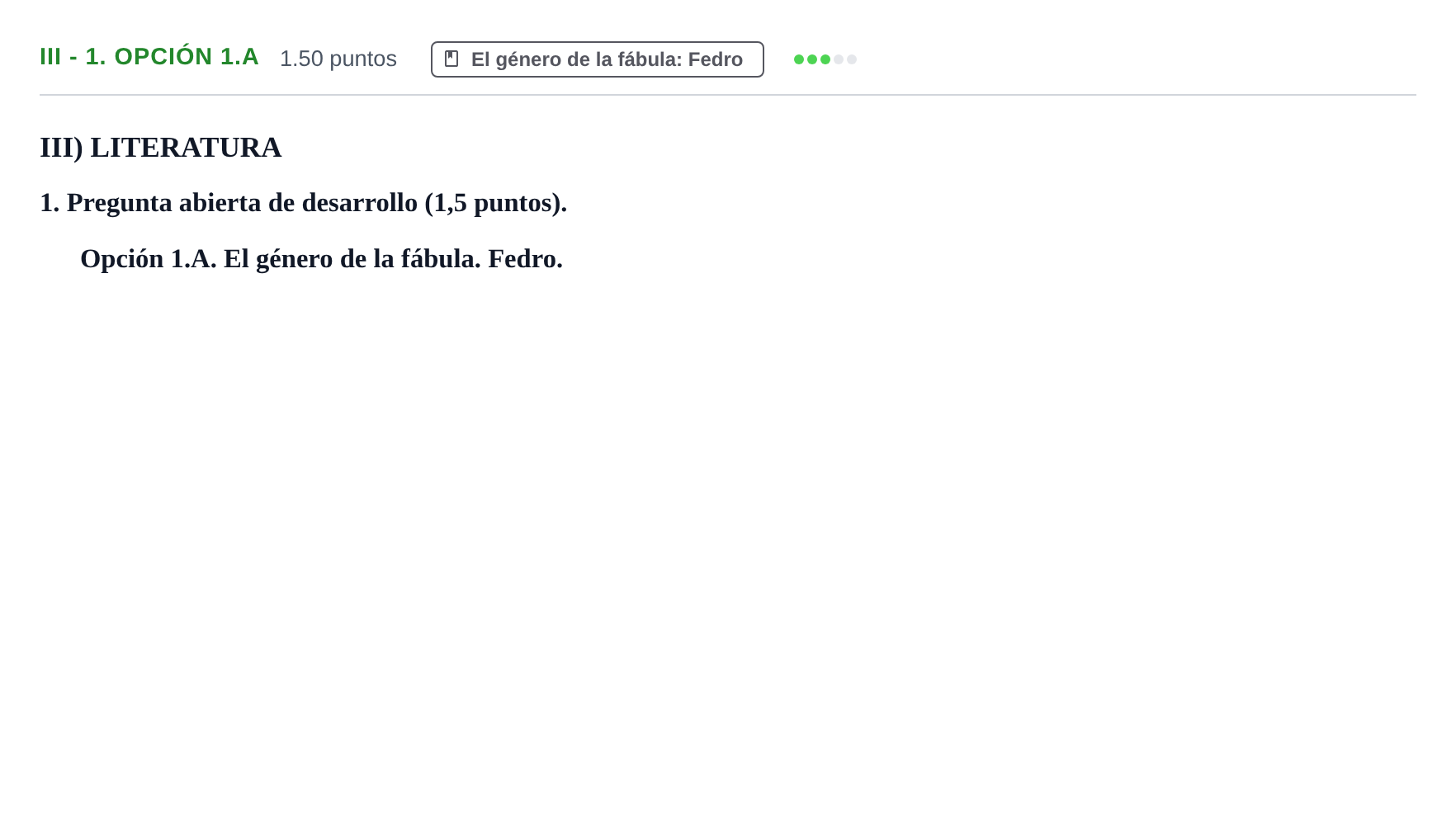 Enunciado: Ejercicio III - 1. Opción 1.A · Latín II PAU Extremadura Extraordinaria 2022