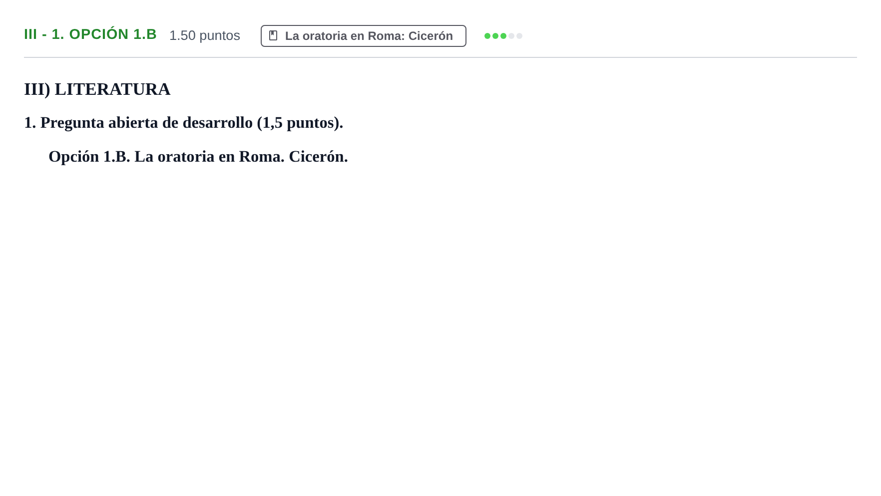 Enunciado: Ejercicio III - 1. Opción 1.B · Latín II PAU Extremadura Extraordinaria 2022