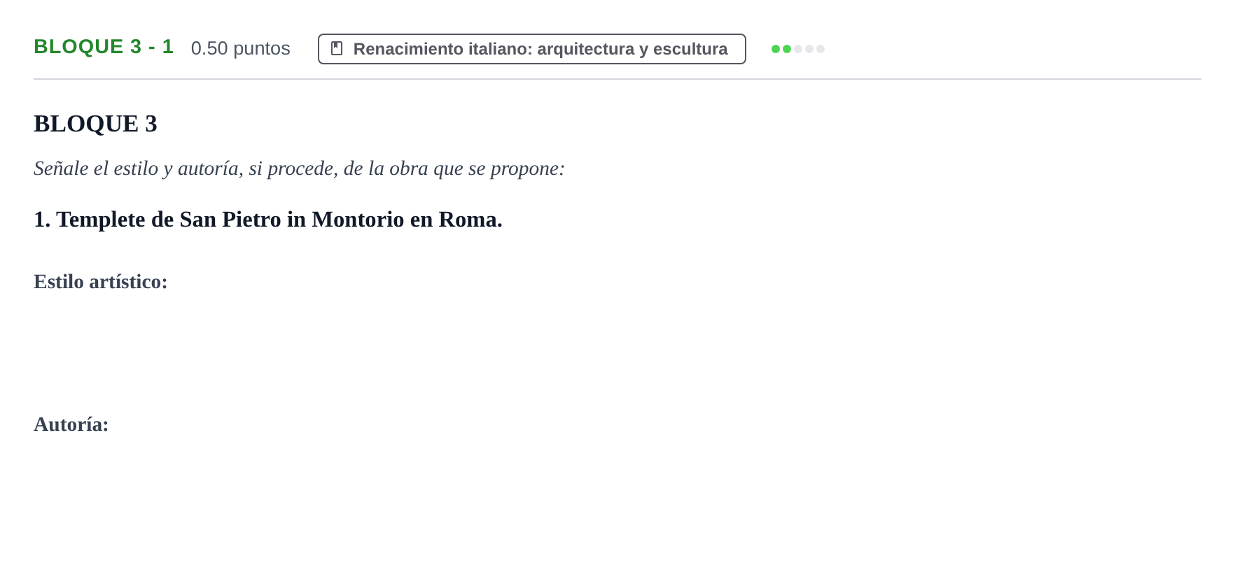 Enunciado: Bloque 3 - 1 · Historia del Arte PAU Extremadura Extraordinaria 2022