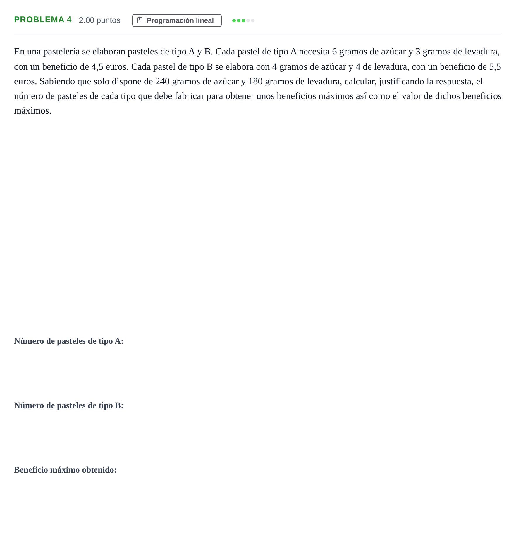 Enunciado: PROBLEMA 4 · Matemáticas aplicadas a las Ciencias Sociales II PAU Extremadura Extraordinaria 2022