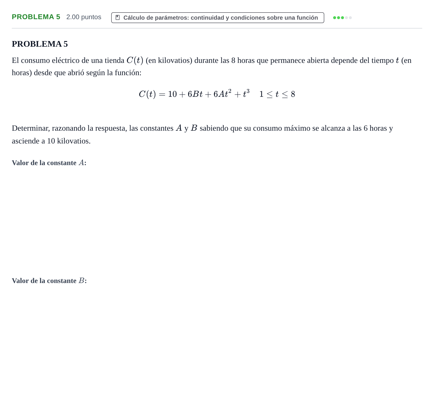 Enunciado: PROBLEMA 5 · Matemáticas aplicadas a las Ciencias Sociales II PAU Extremadura Extraordinaria 2022