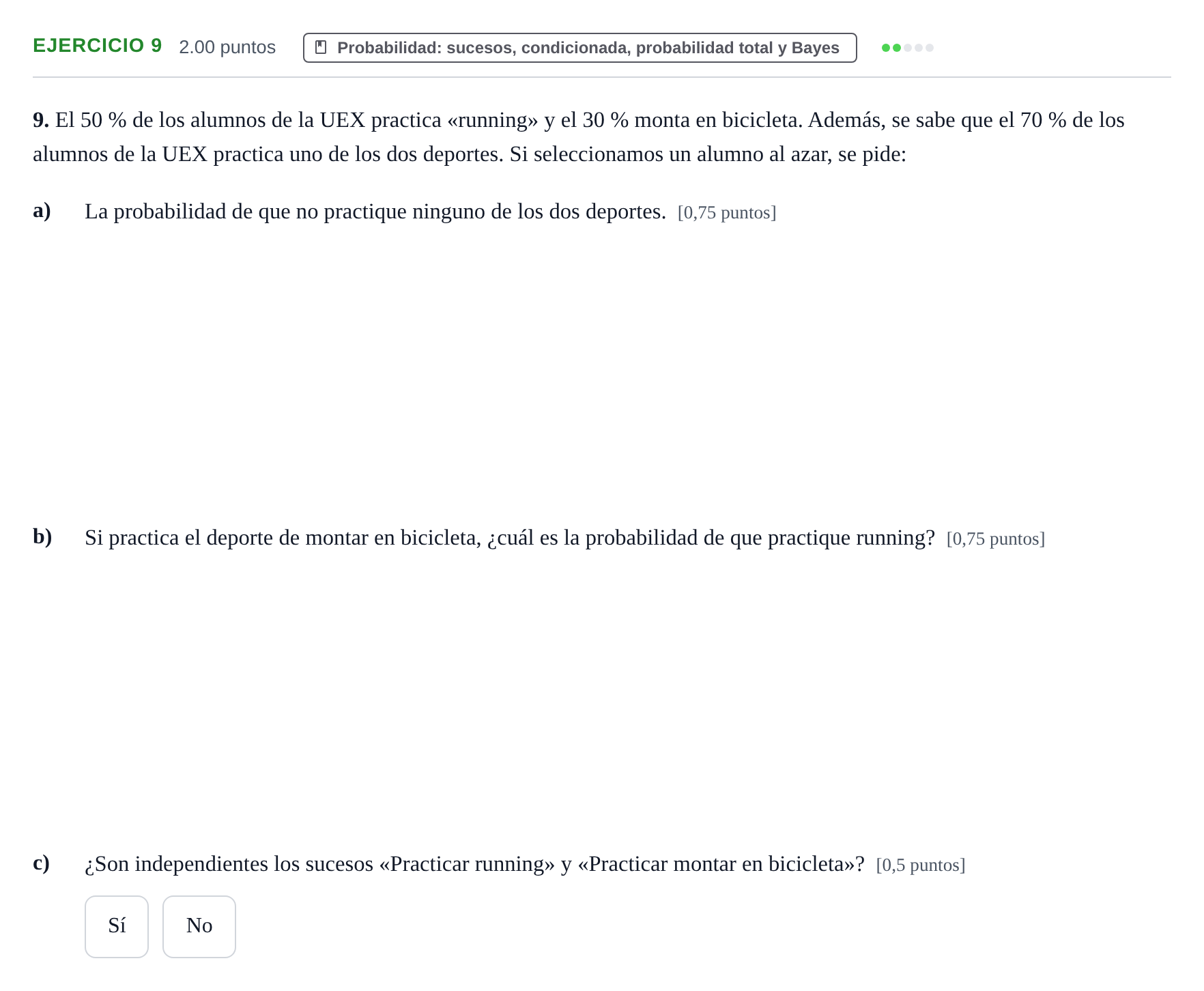 Enunciado: Problema 9 · Matemáticas II PAU Extremadura Extraordinaria 2022