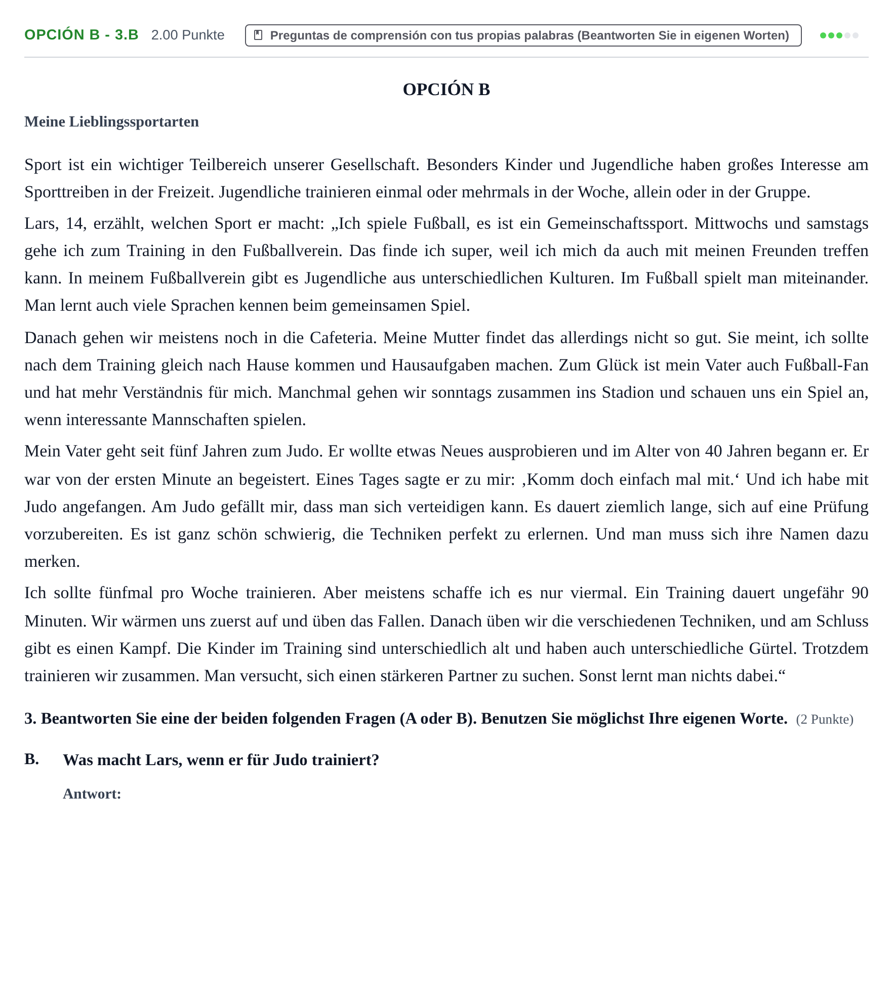 Enunciado: Opción B - 3.B · Alemán PAU Asturias Ordinaria 2022