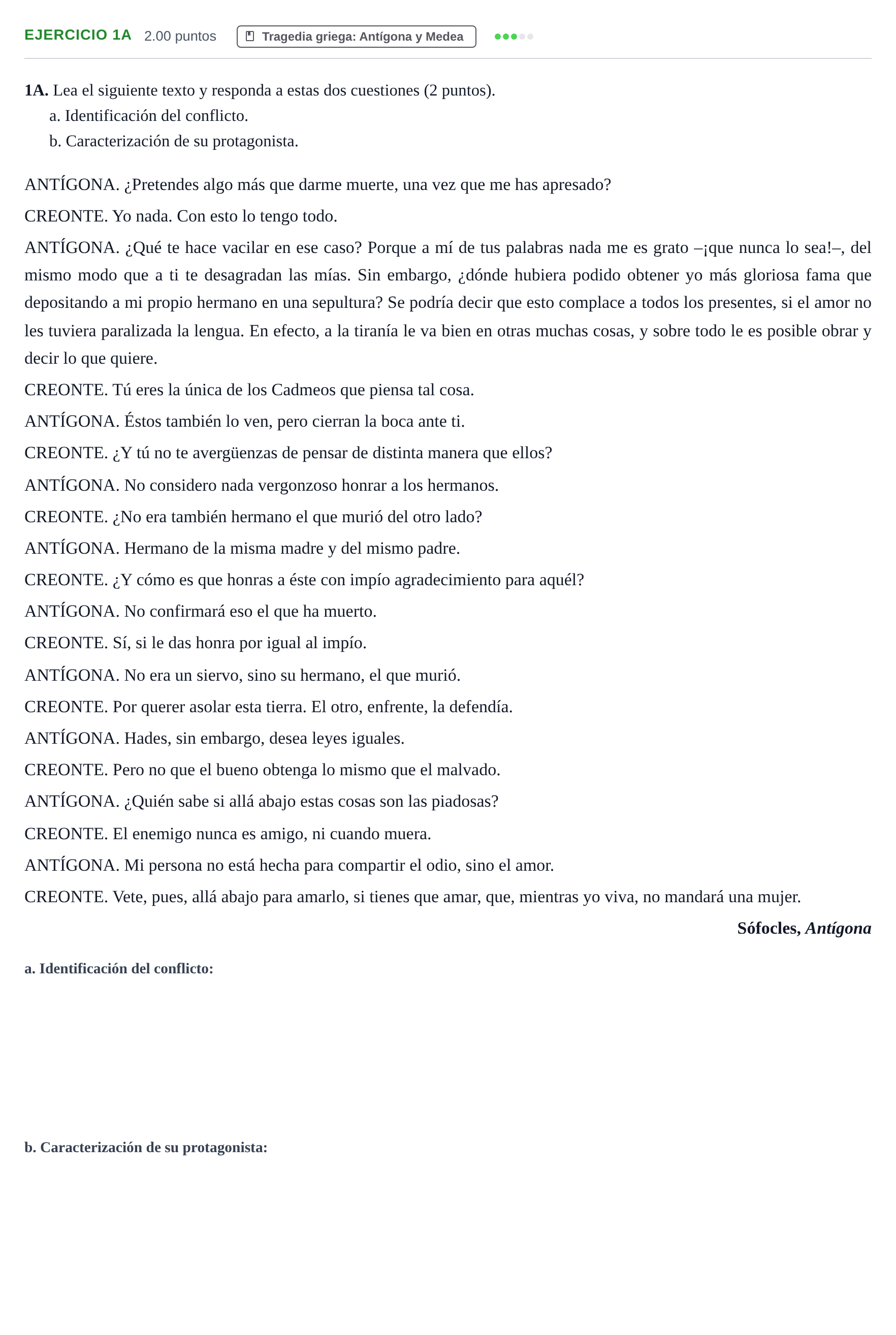 Enunciado: Ejercicio 1A · Artes Escénicas PAU Asturias Ordinaria 2022
