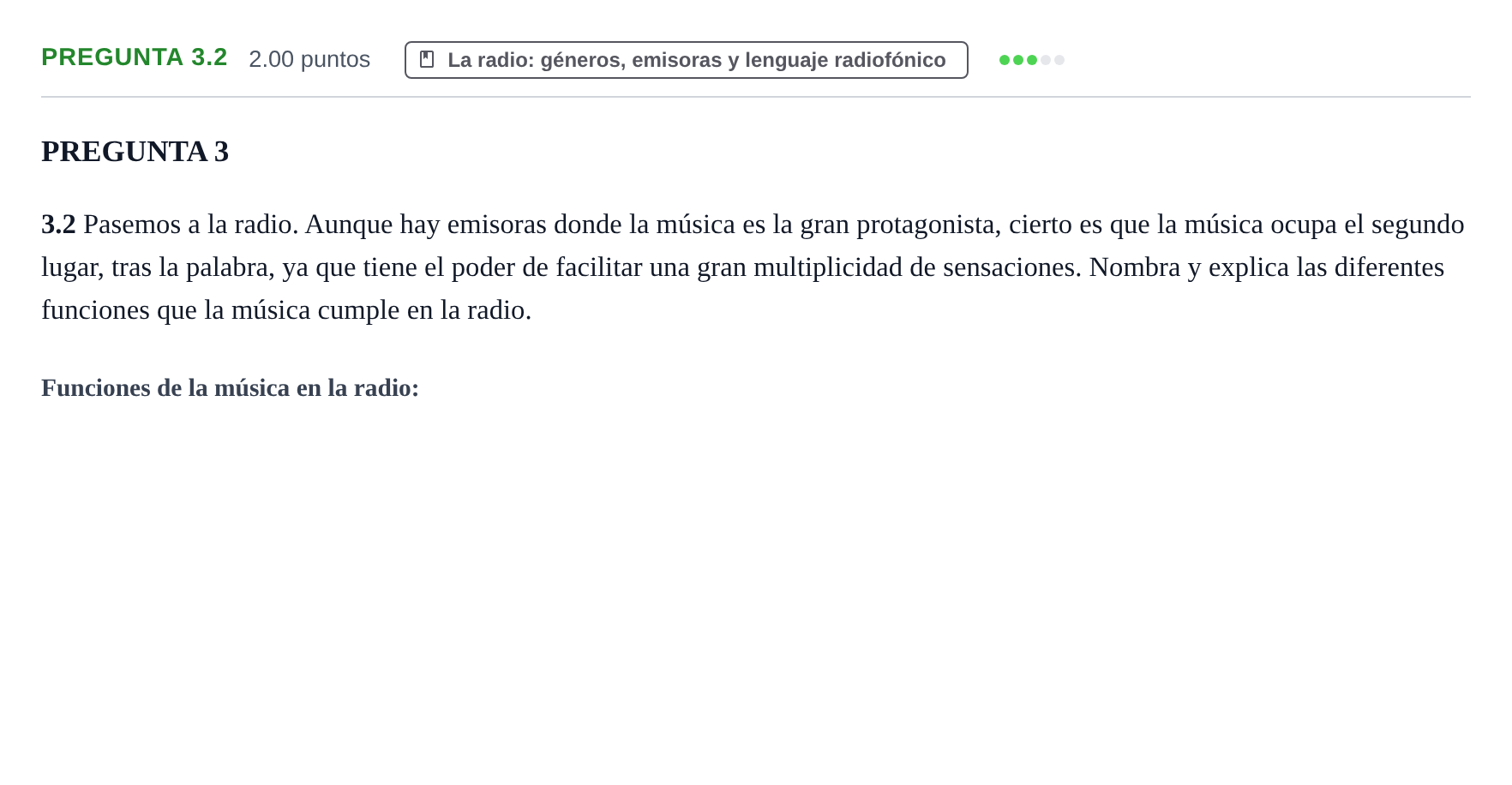 Enunciado: Pregunta 3.2 · Cultura Audiovisual II PAU Asturias Ordinaria 2022
