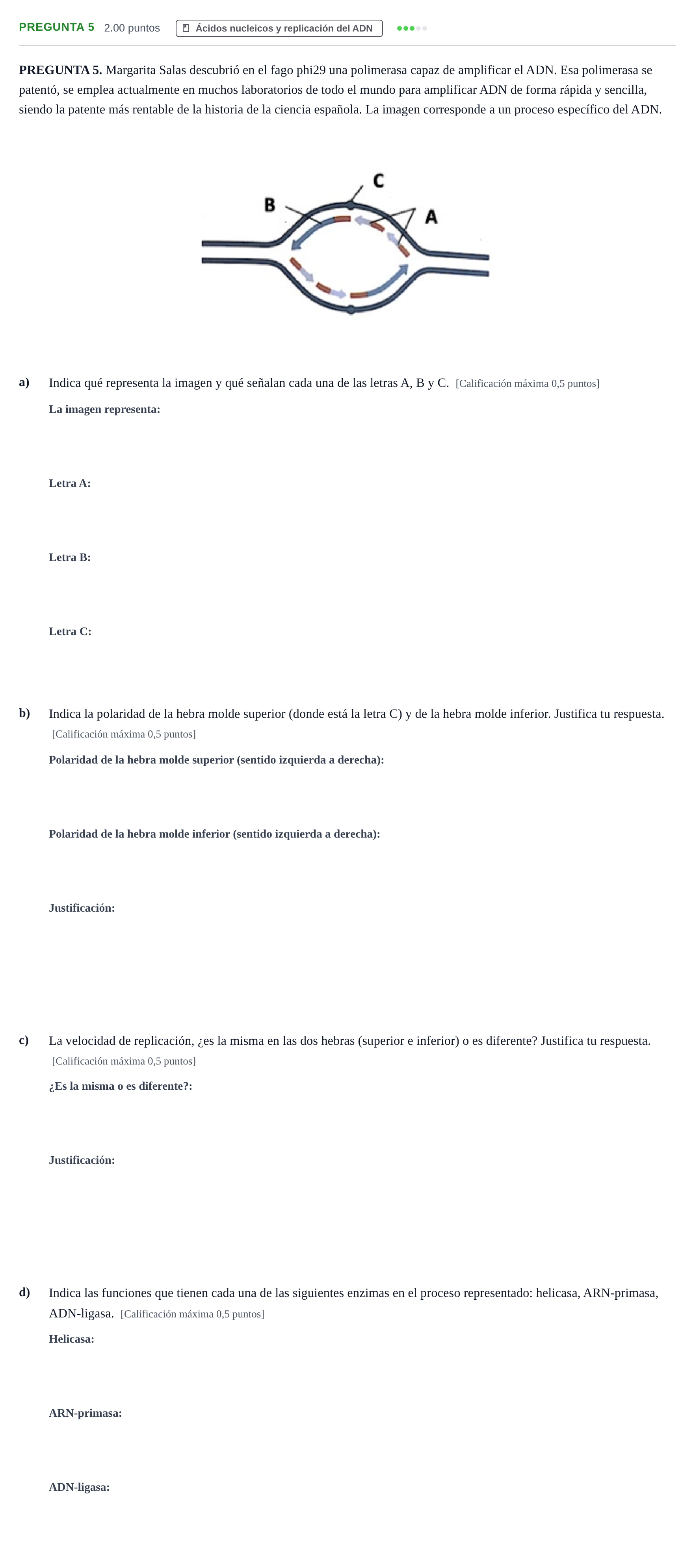 Enunciado: Pregunta 5 · Biología PAU Asturias Extraordinaria 2022