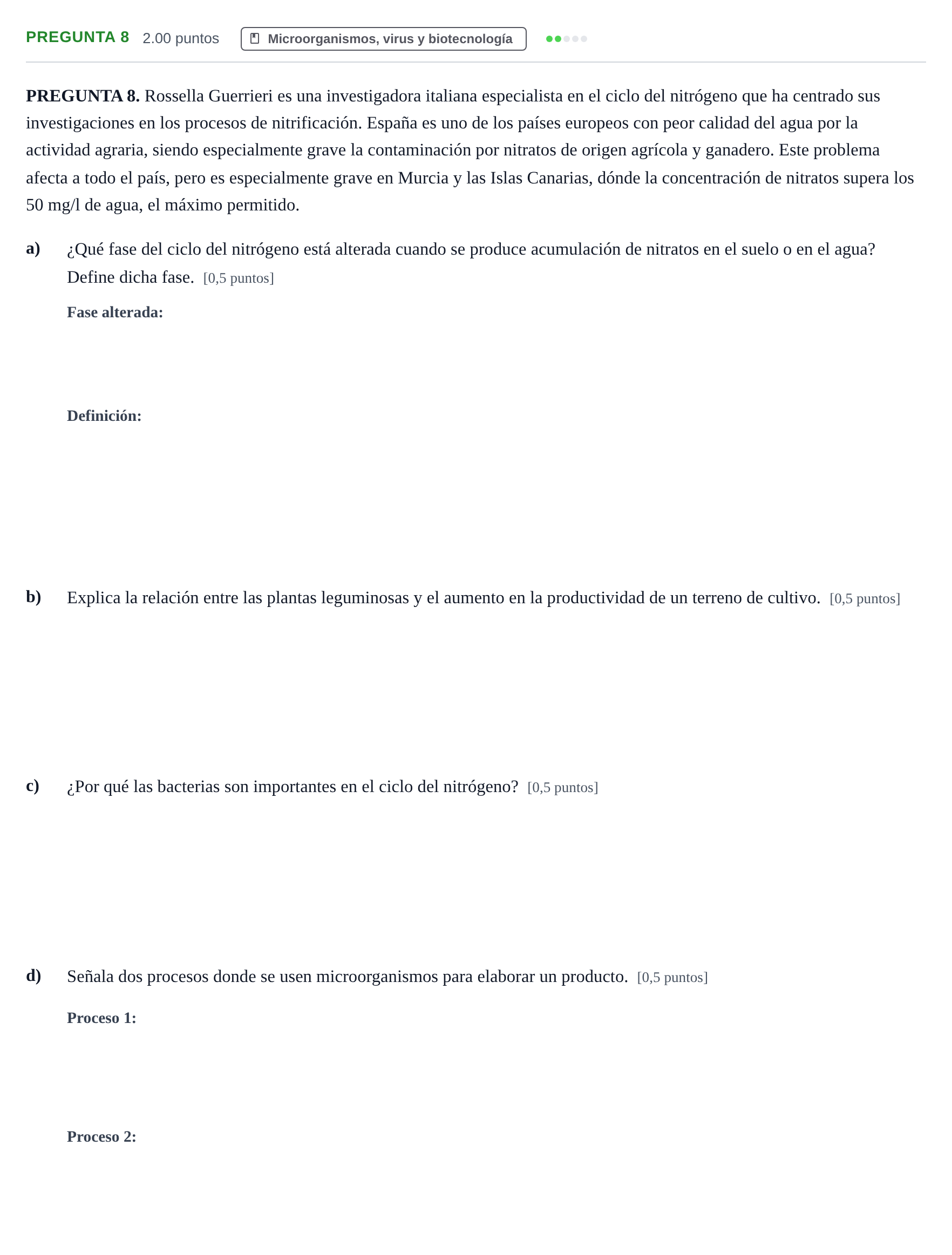Enunciado: Pregunta 8 · Biología PAU Asturias Extraordinaria 2022