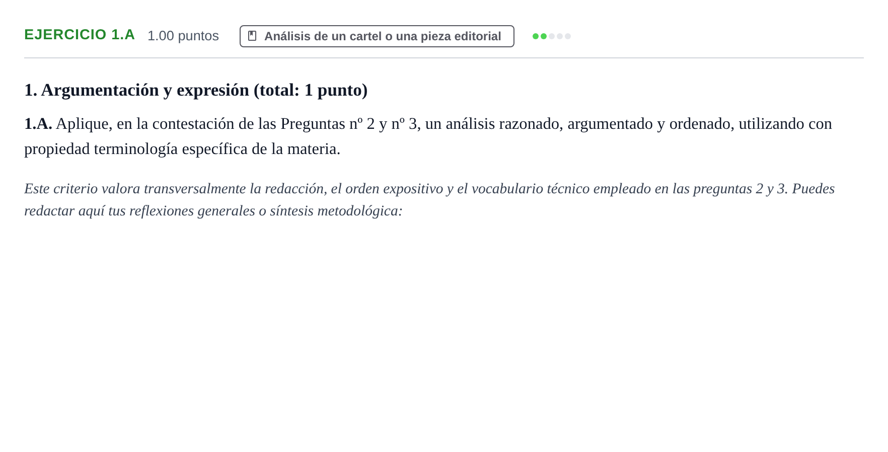 Enunciado: Ejercicio 1.A · Diseño PAU Asturias Extraordinaria 2022