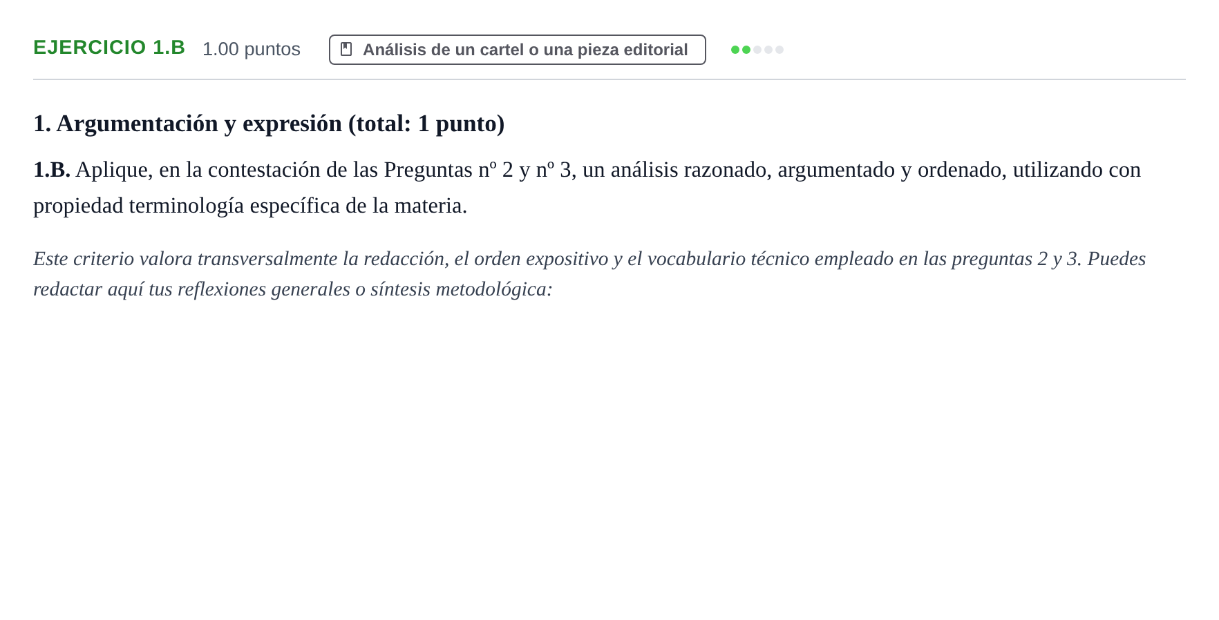 Enunciado: Ejercicio 1.B · Diseño PAU Asturias Extraordinaria 2022