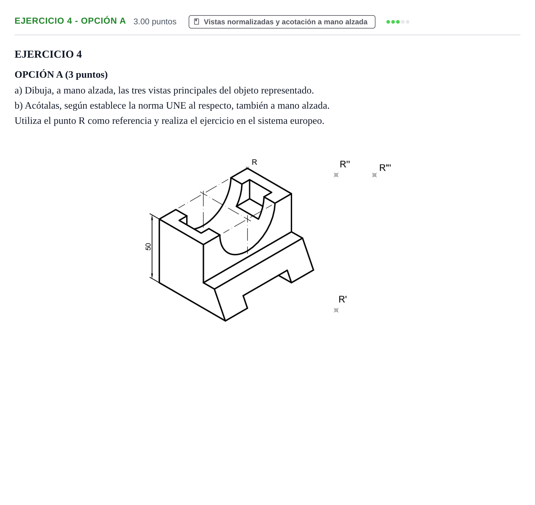 Enunciado: Ejercicio 4 - Opción A · Dibujo técnico II PAU Asturias Extraordinaria 2022