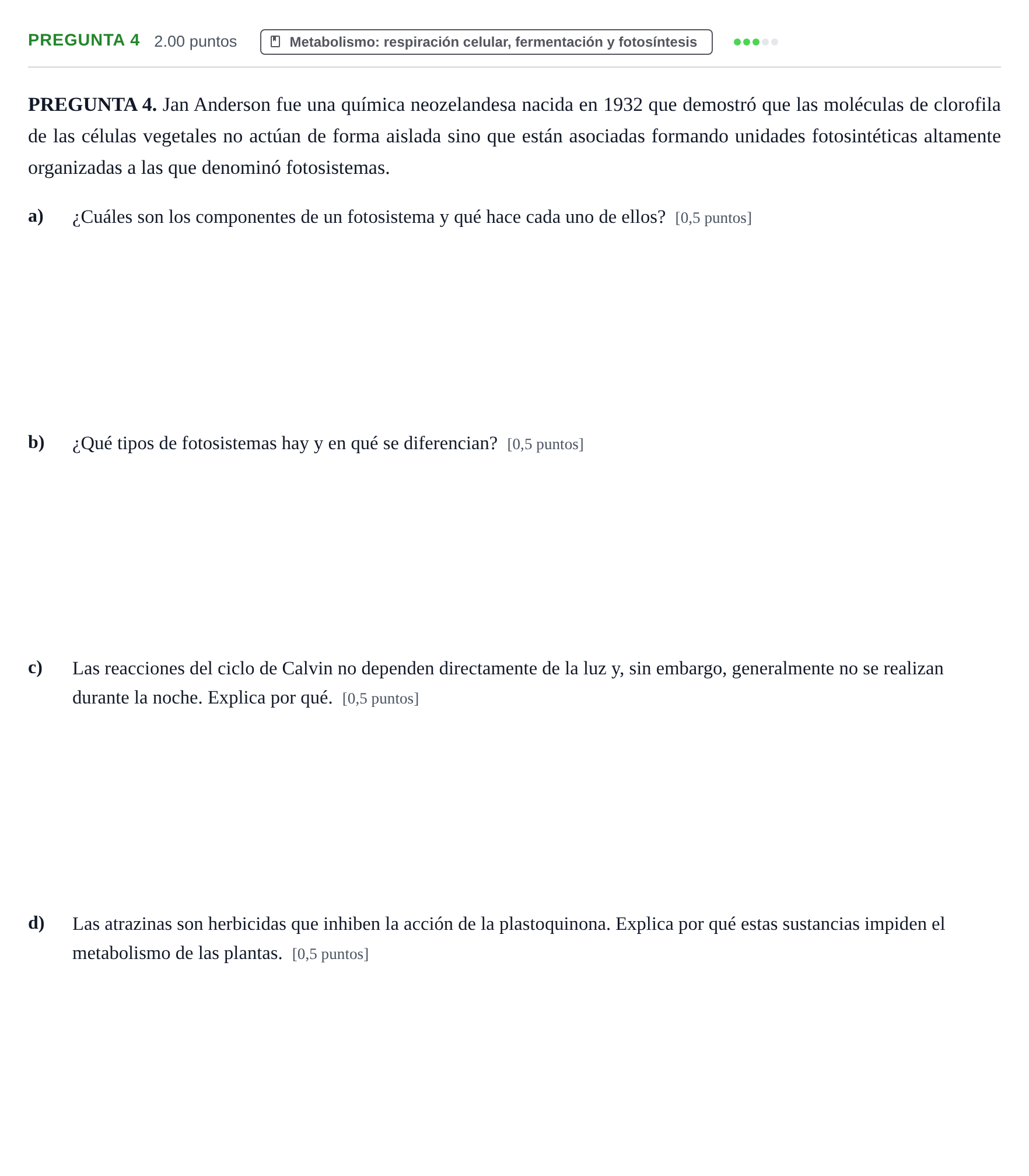 Enunciado: Pregunta 4 · Biología PAU Asturias Ordinaria 2022