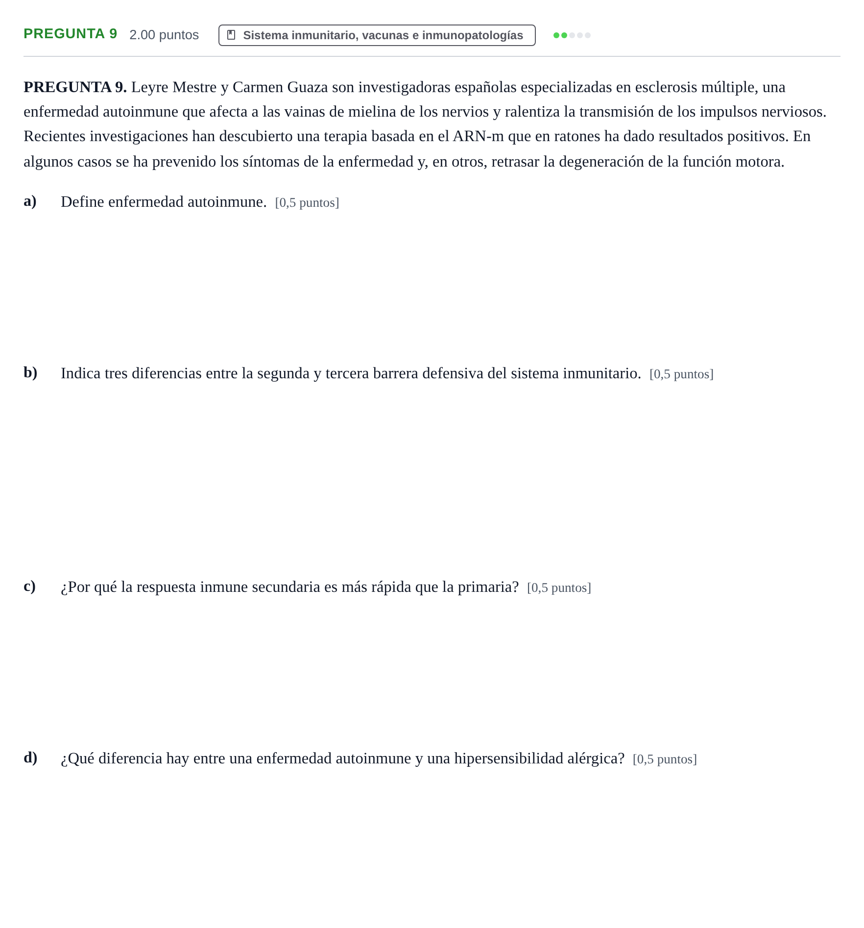 Enunciado: Pregunta 9 · Biología PAU Asturias Ordinaria 2022