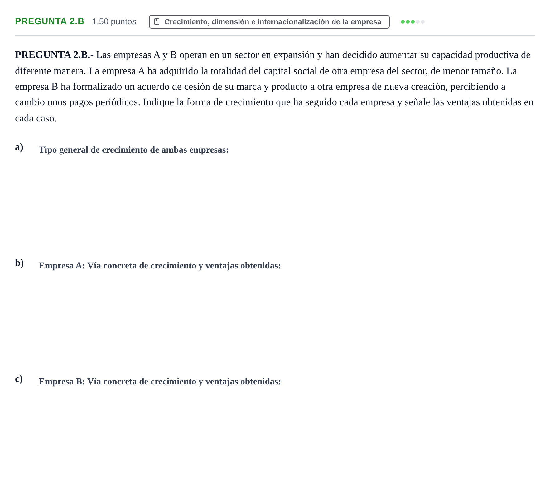 Enunciado: PREGUNTA 2.B · Empresa y Diseño de Modelos de Negocio PAU Asturias Extraordinaria 2022
